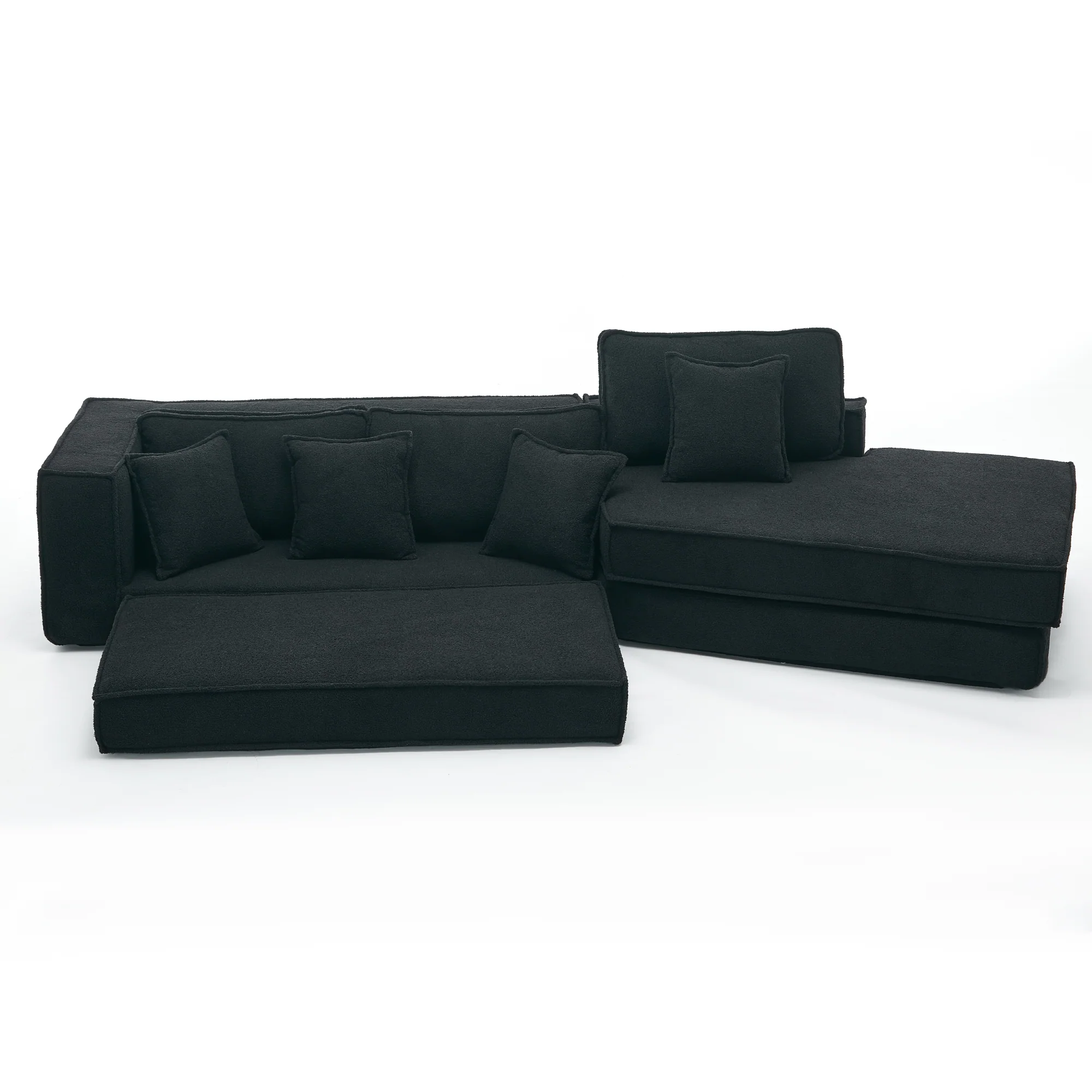 Folding Convertible Out Sleeper Sofa Bed 3-Seat Black - Image 18