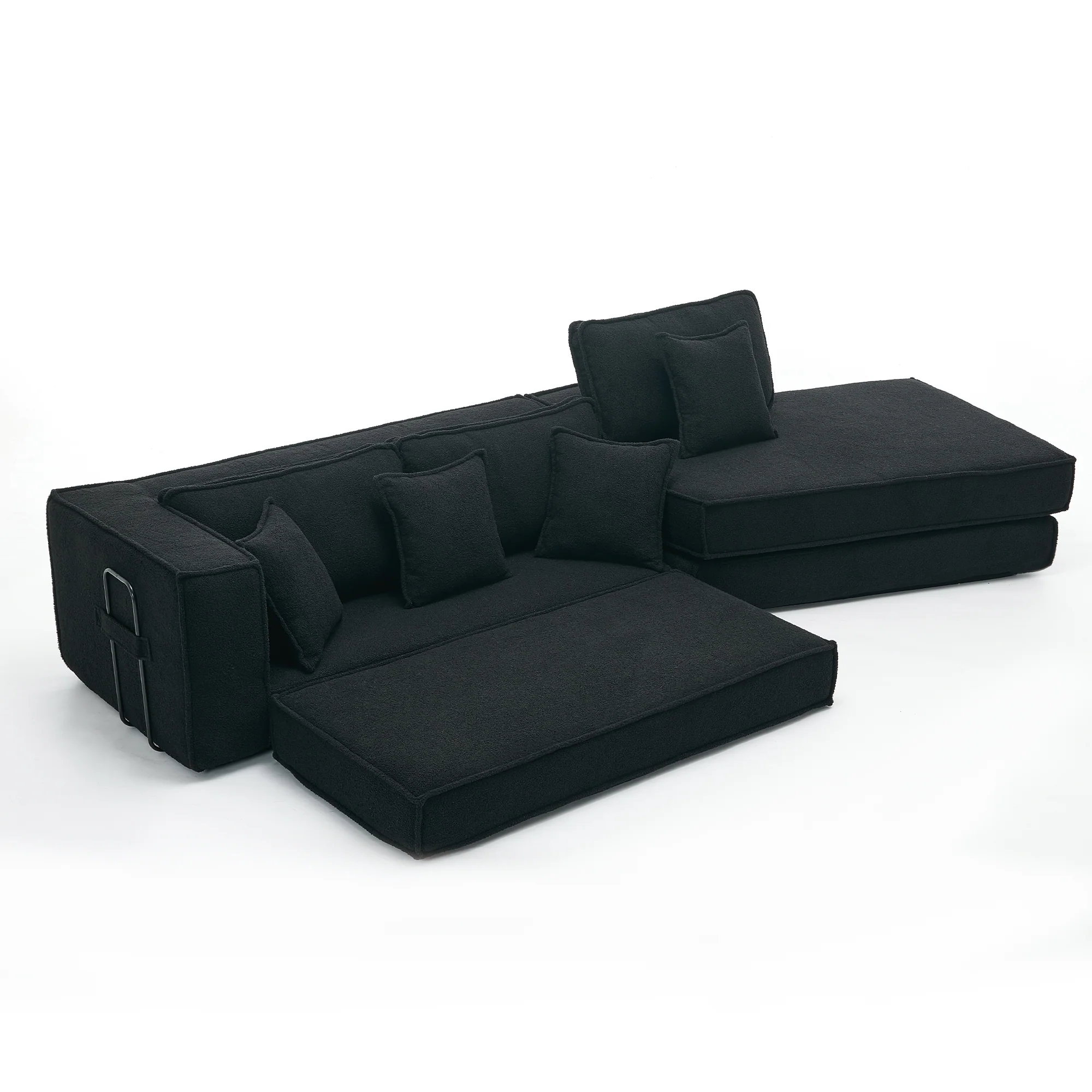 Folding Convertible Out Sleeper Sofa Bed 3-Seat Black - Image 19