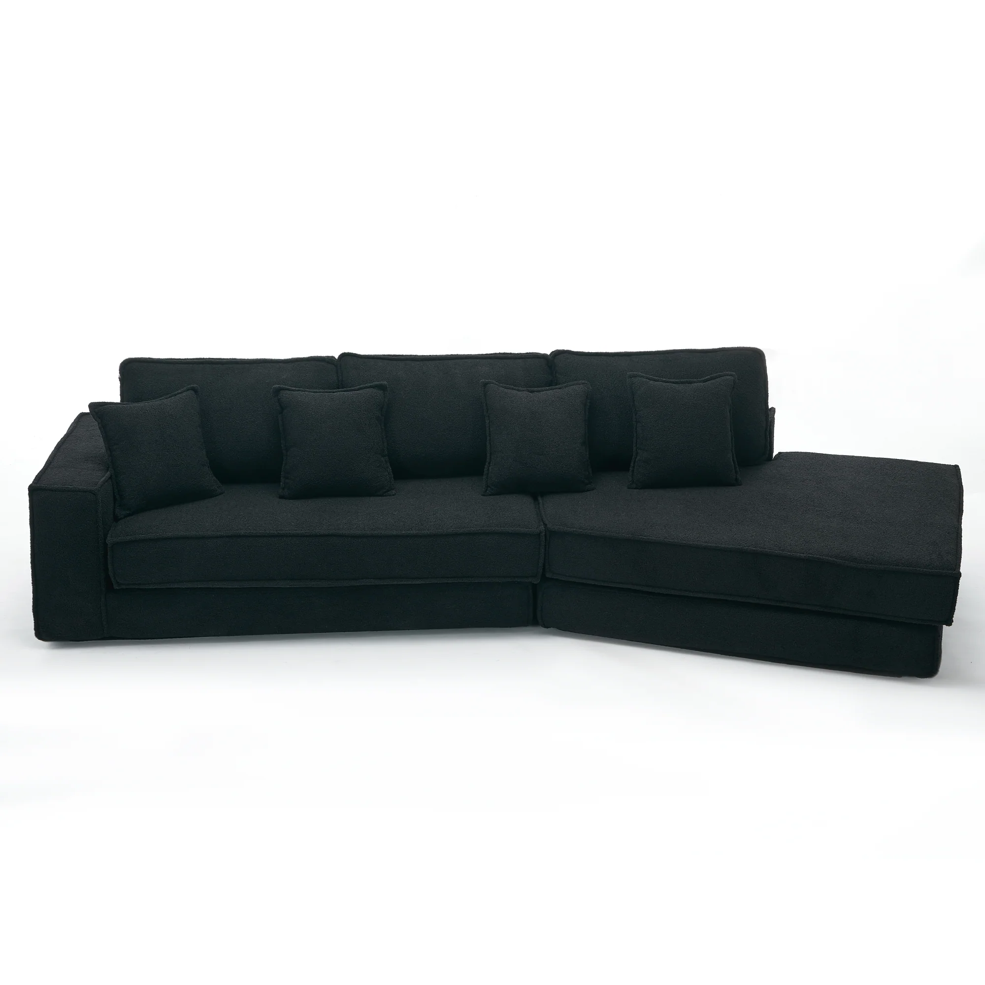 Folding Convertible Out Sleeper Sofa Bed 3-Seat Black - Image 21