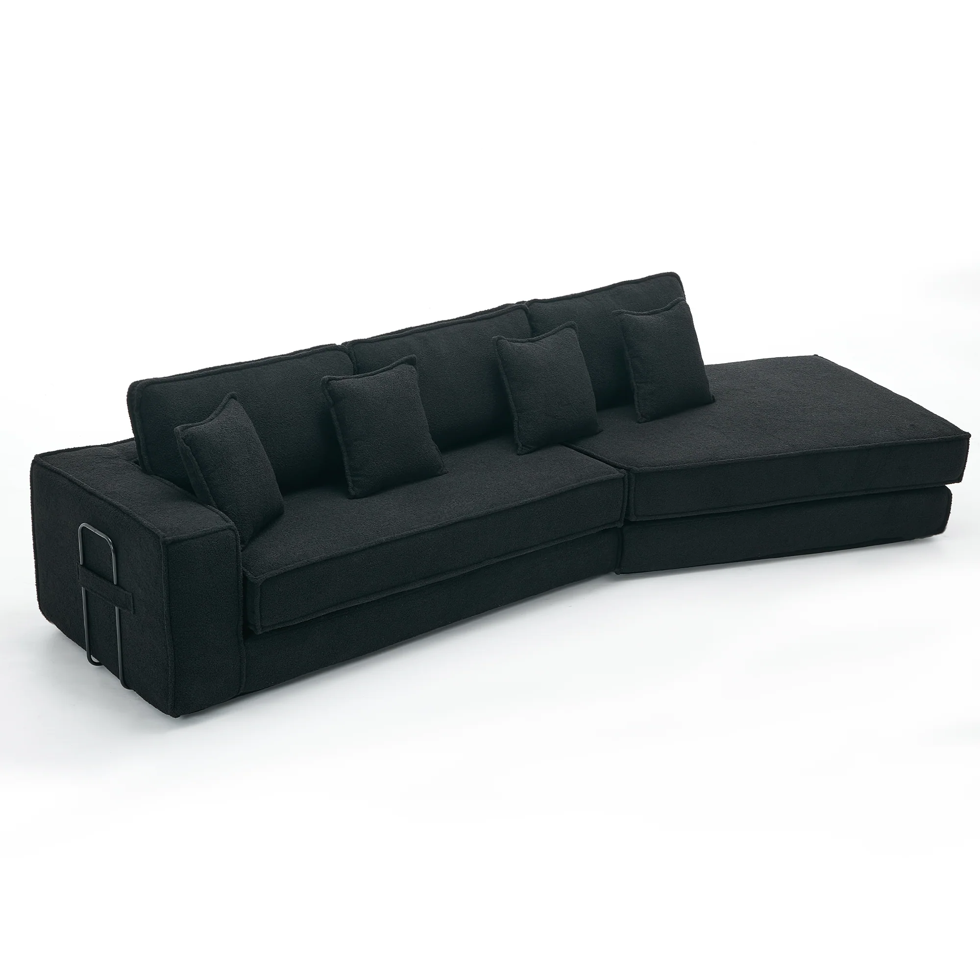 Folding Convertible Out Sleeper Sofa Bed 3-Seat Black - Image 22