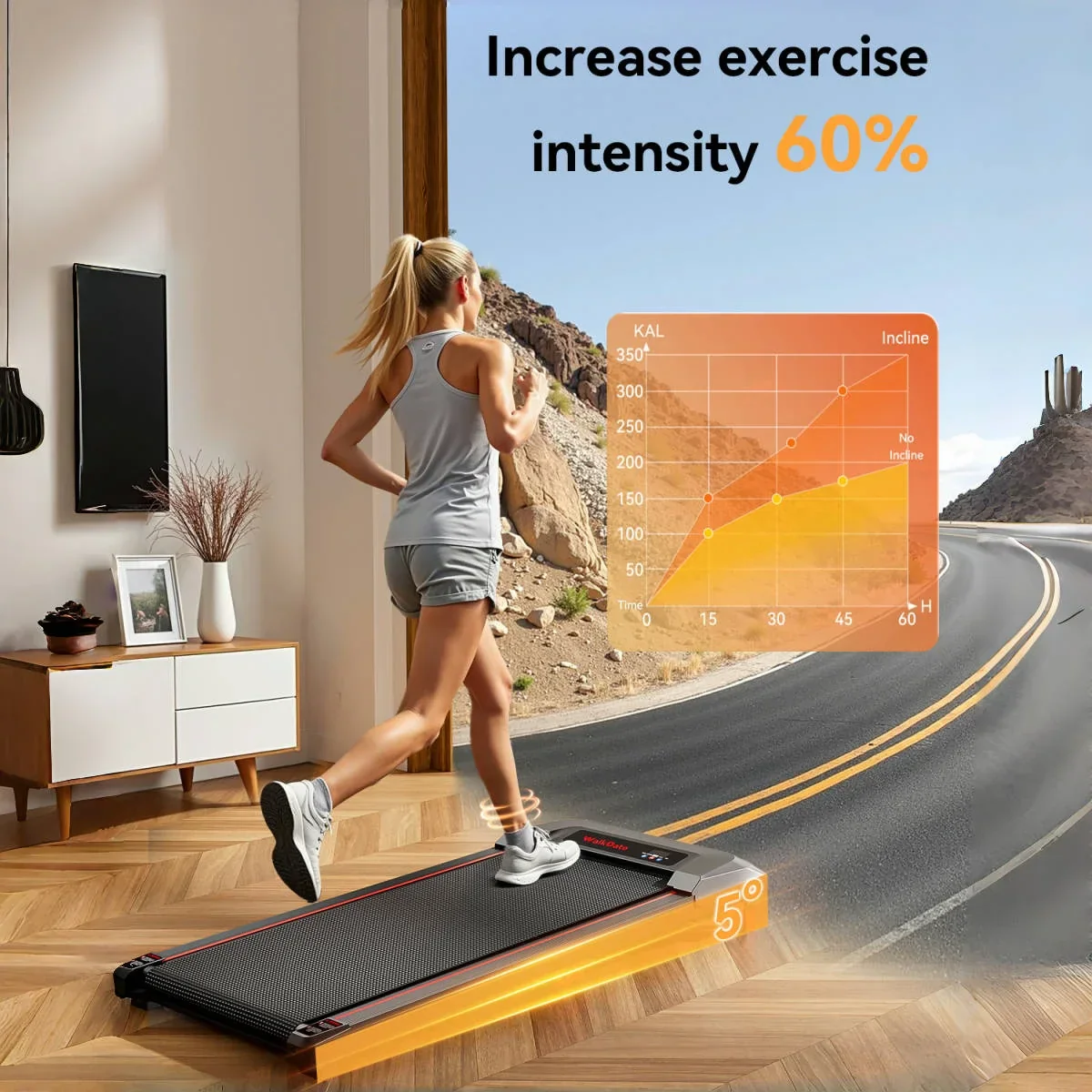 Folding Electric Treadmill Walking Pad 2.5HP 8km/h Wide Belt Remote LCD Home - Image 4