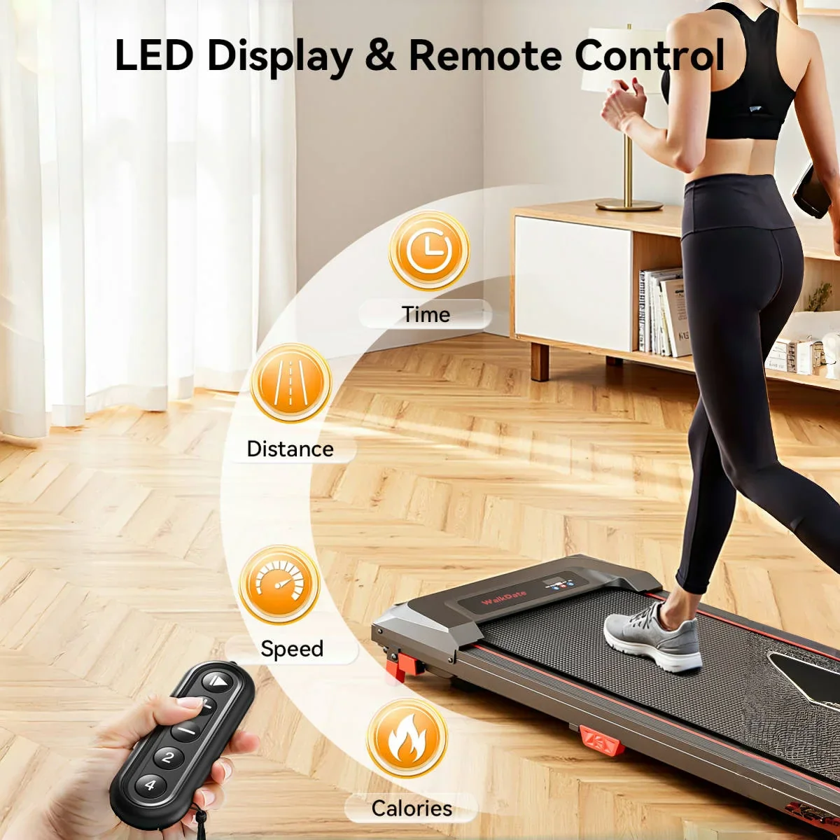 Folding Electric Treadmill Walking Pad 2.5HP 8km/h Wide Belt Remote LCD Home - Image 6