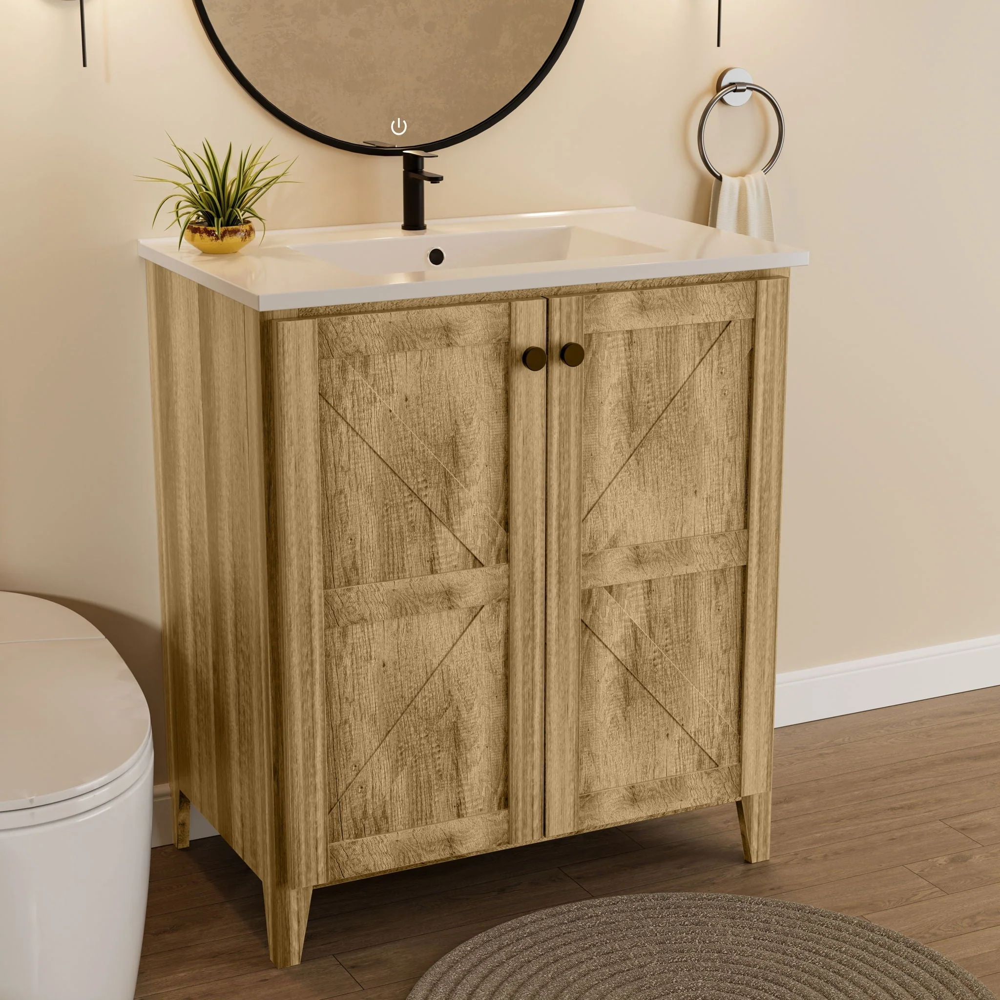 Folding Floor Cabinet With Ceramic Sink, Space Saving - Image 3