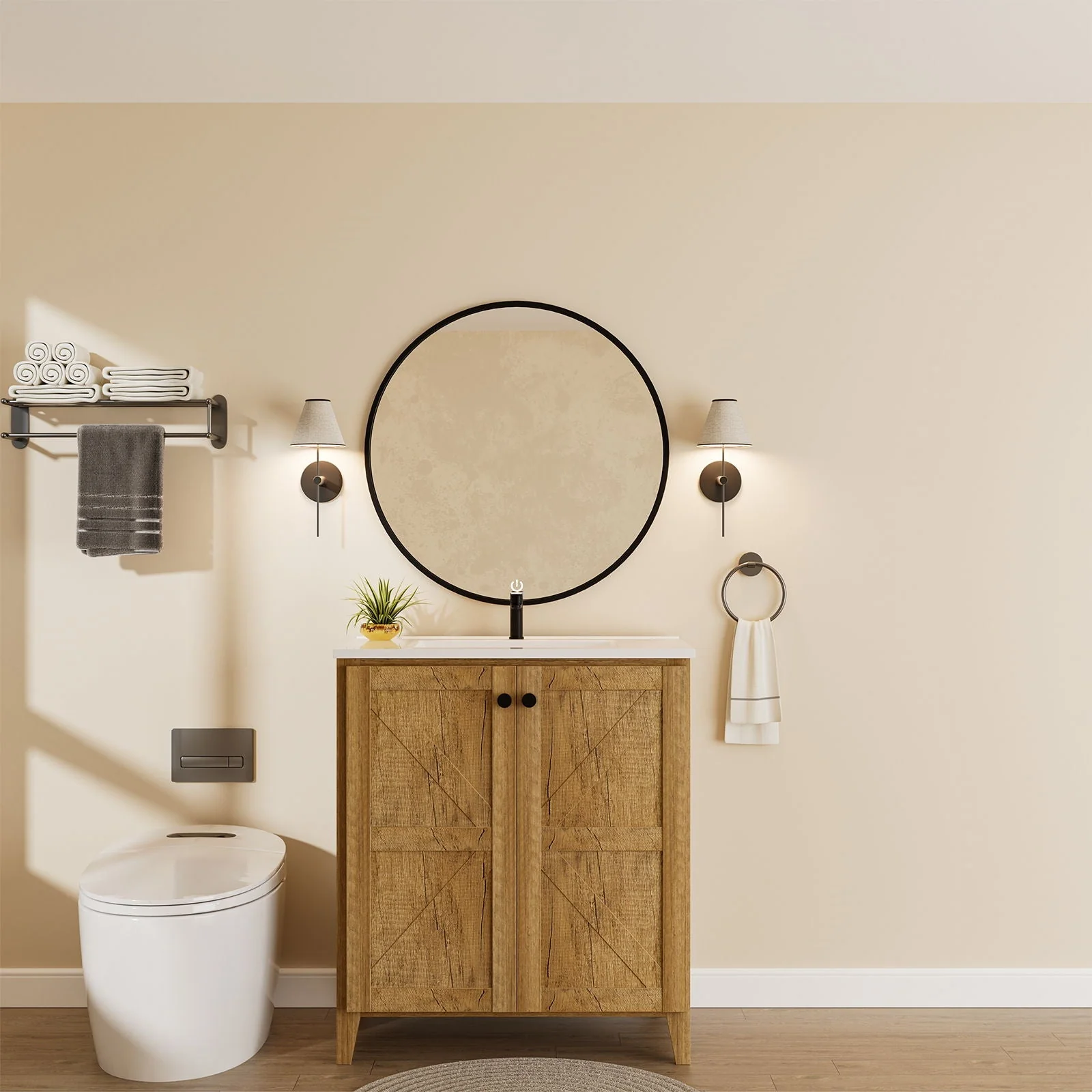 Folding Floor Cabinet With Ceramic Sink, Space Saving - Image 4