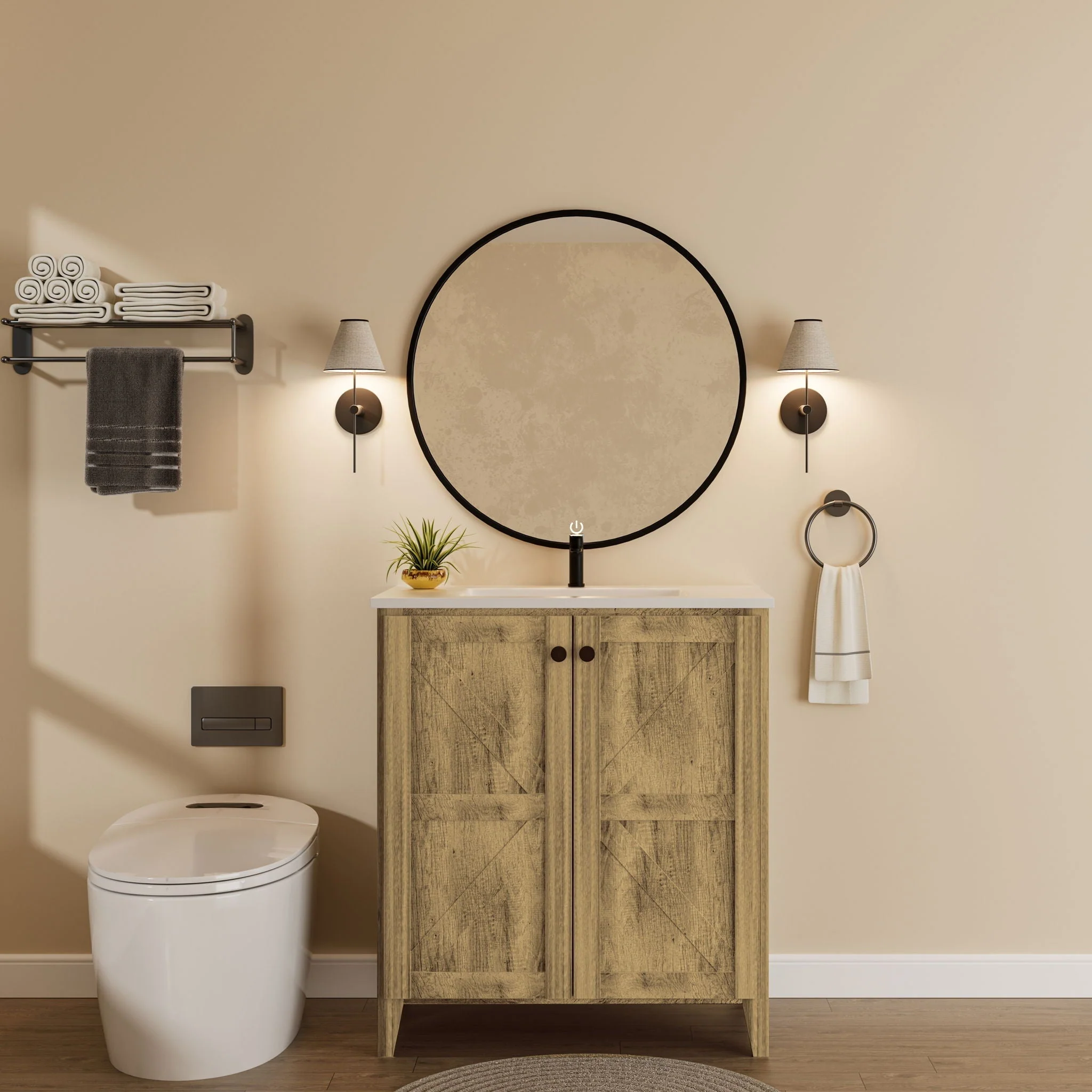 Folding Floor Cabinet With Ceramic Sink, Space Saving - Image 6