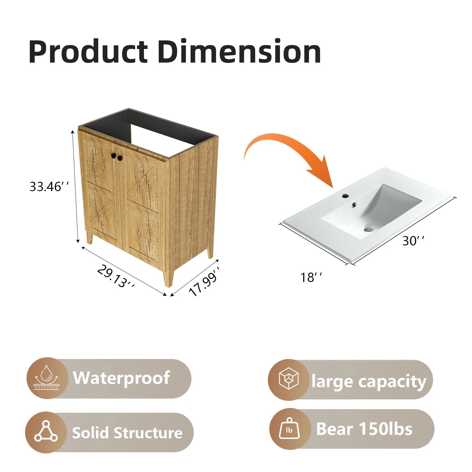 Folding Floor Cabinet With Ceramic Sink, Space Saving - Image 7