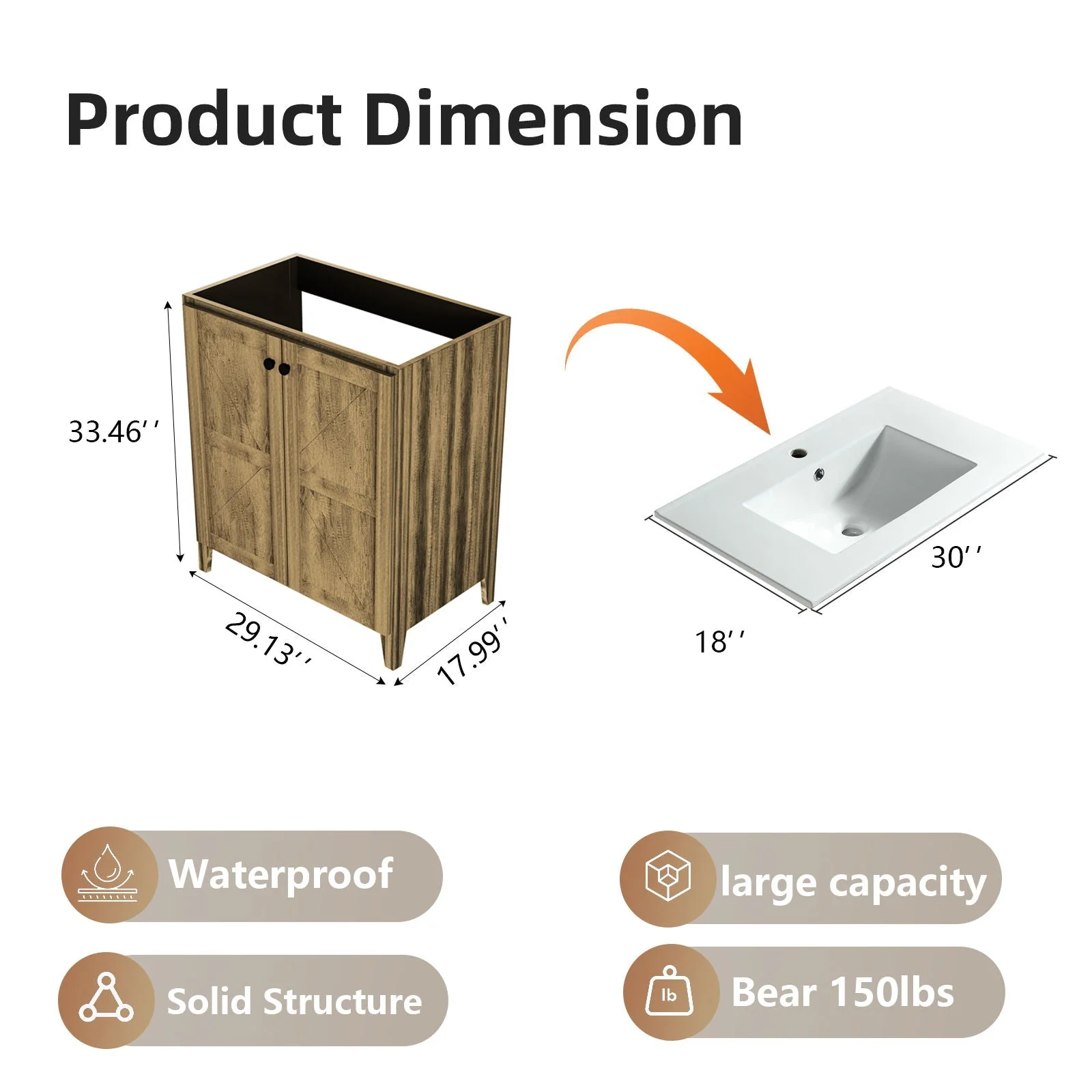 Folding Floor Cabinet With Ceramic Sink, Space Saving - Image 8