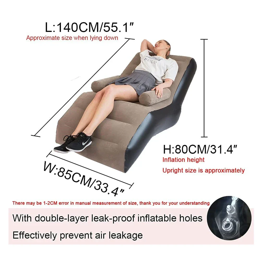 Folding Lazy Sofa Inflatable Lounge Chair Thick Durable Gaming Lounger Air Bed Seat - Image 2