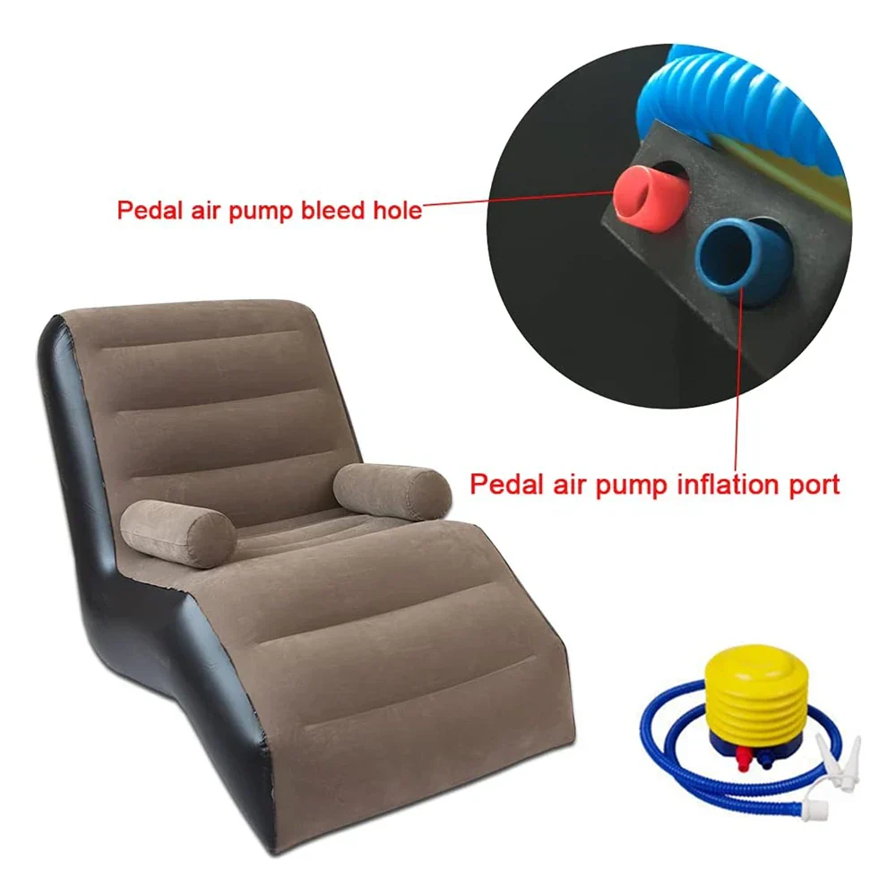 Folding Lazy Sofa Inflatable Lounge Chair Thick Durable Gaming Lounger Air Bed Seat - Image 3