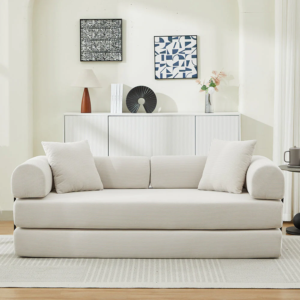 Folding Sofa Bed Convertible Couch with 2 Pillows