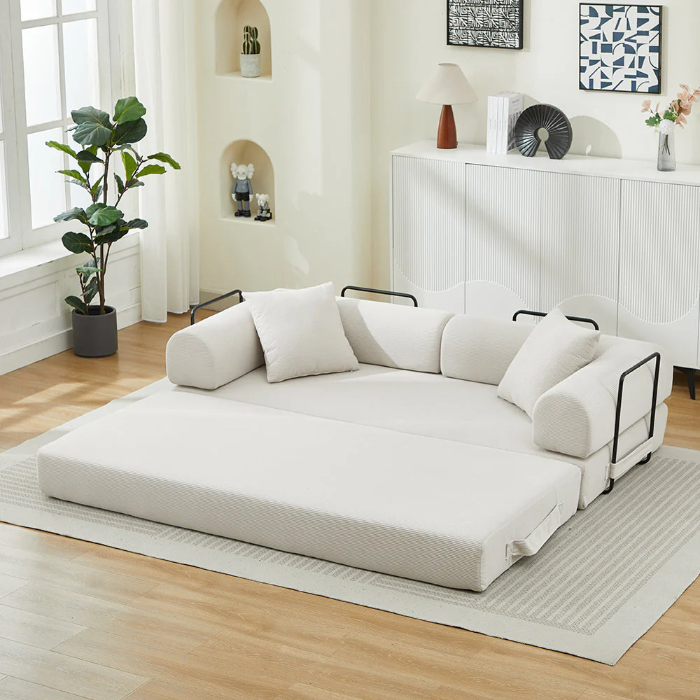 Folding Sofa Bed Convertible Couch with 2 Pillows - Image 2