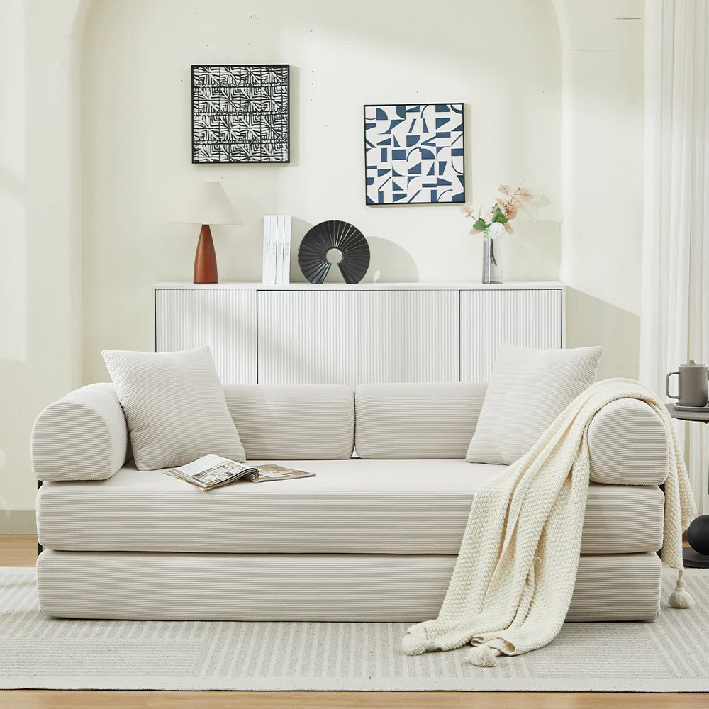 Folding Sofa Bed Convertible Couch with 2 Pillows - Image 5