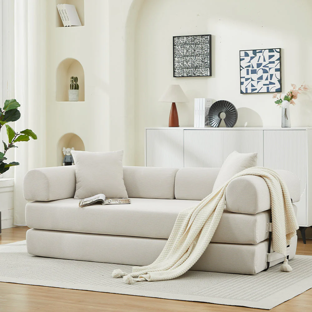 Folding Sofa Bed Convertible Couch with 2 Pillows - Image 6