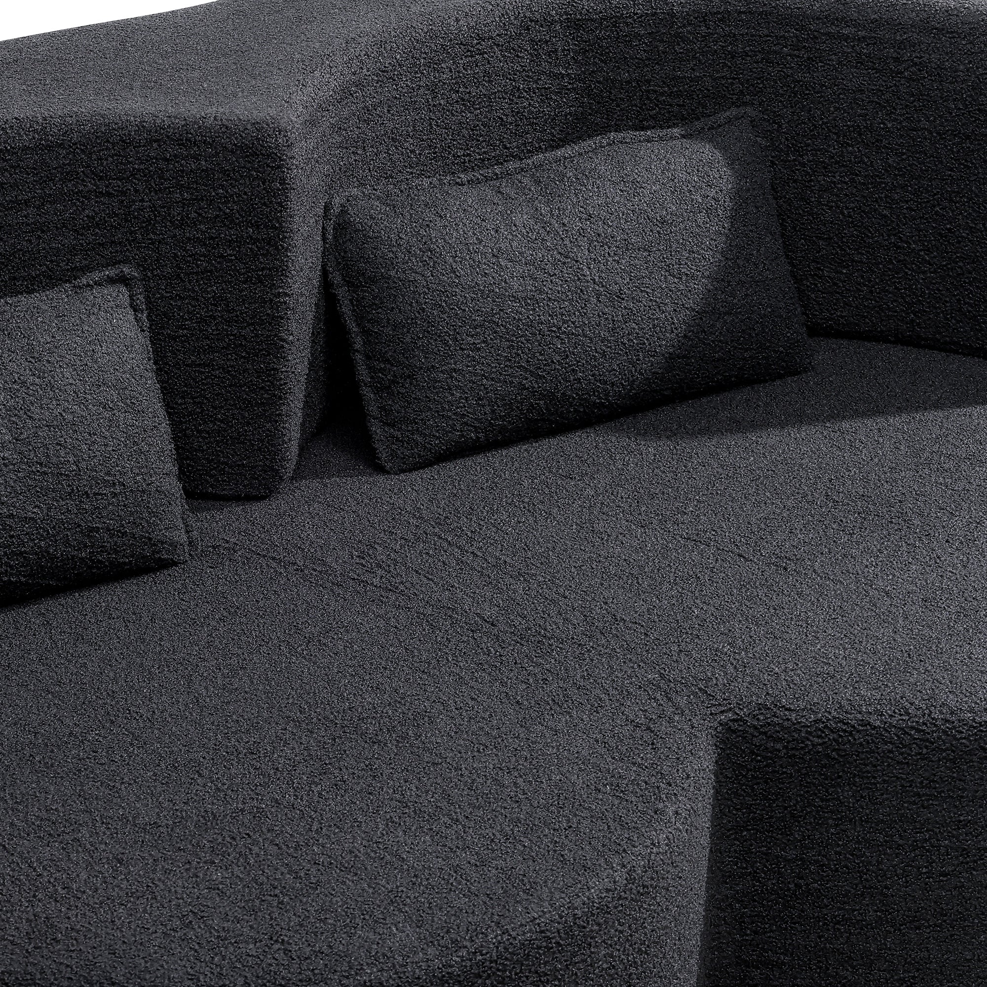 Folding Sofa Bed in Black Teddy Bear Fabric - Image 10