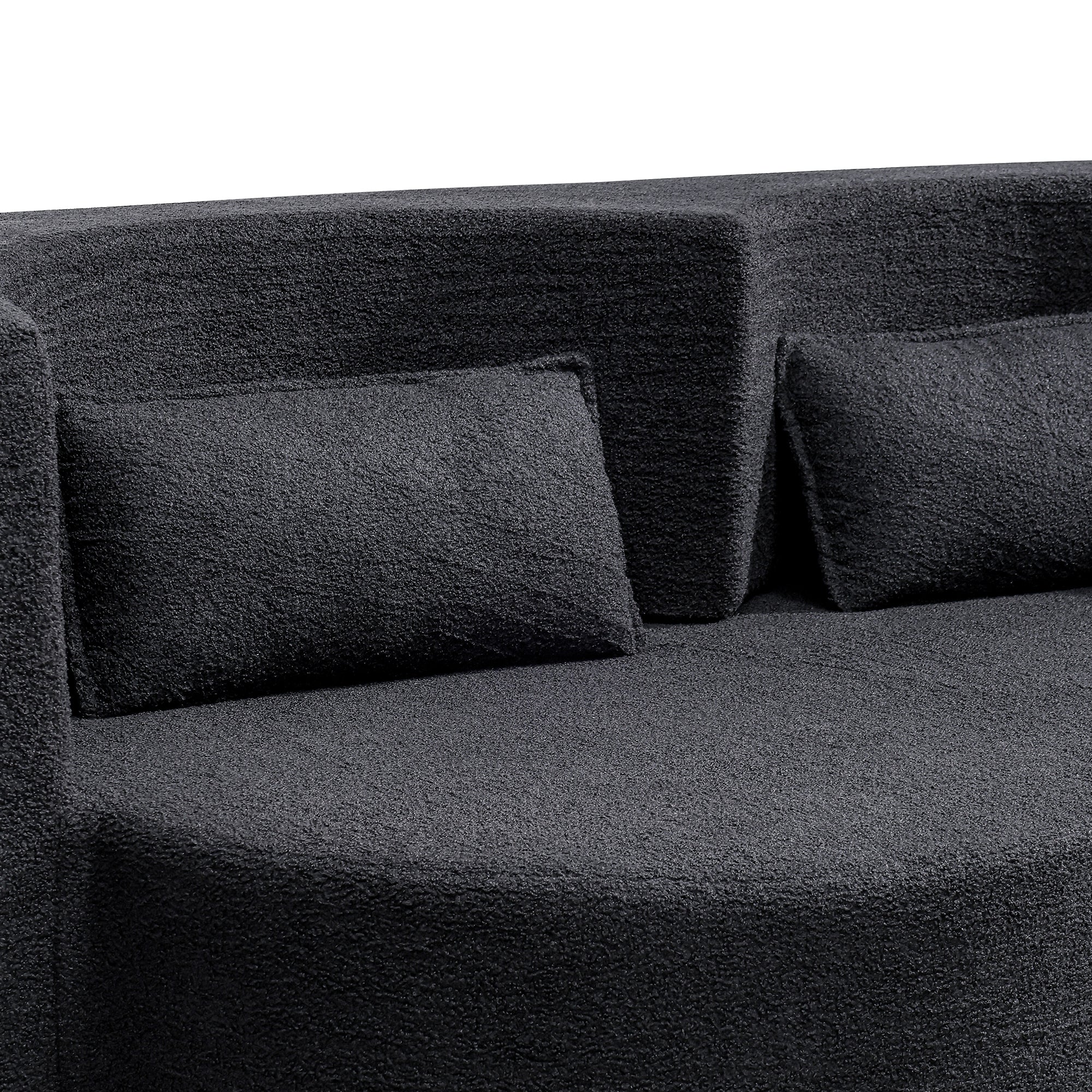 Folding Sofa Bed in Black Teddy Bear Fabric - Image 12