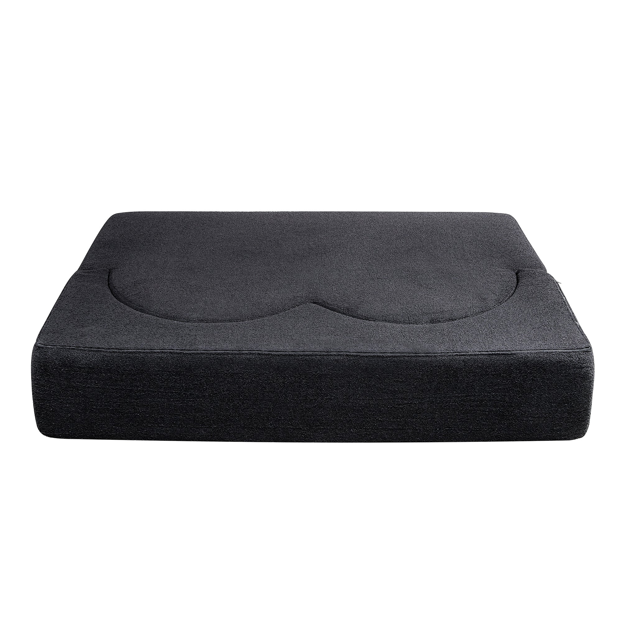 Folding Sofa Bed in Black Teddy Bear Fabric - Image 13
