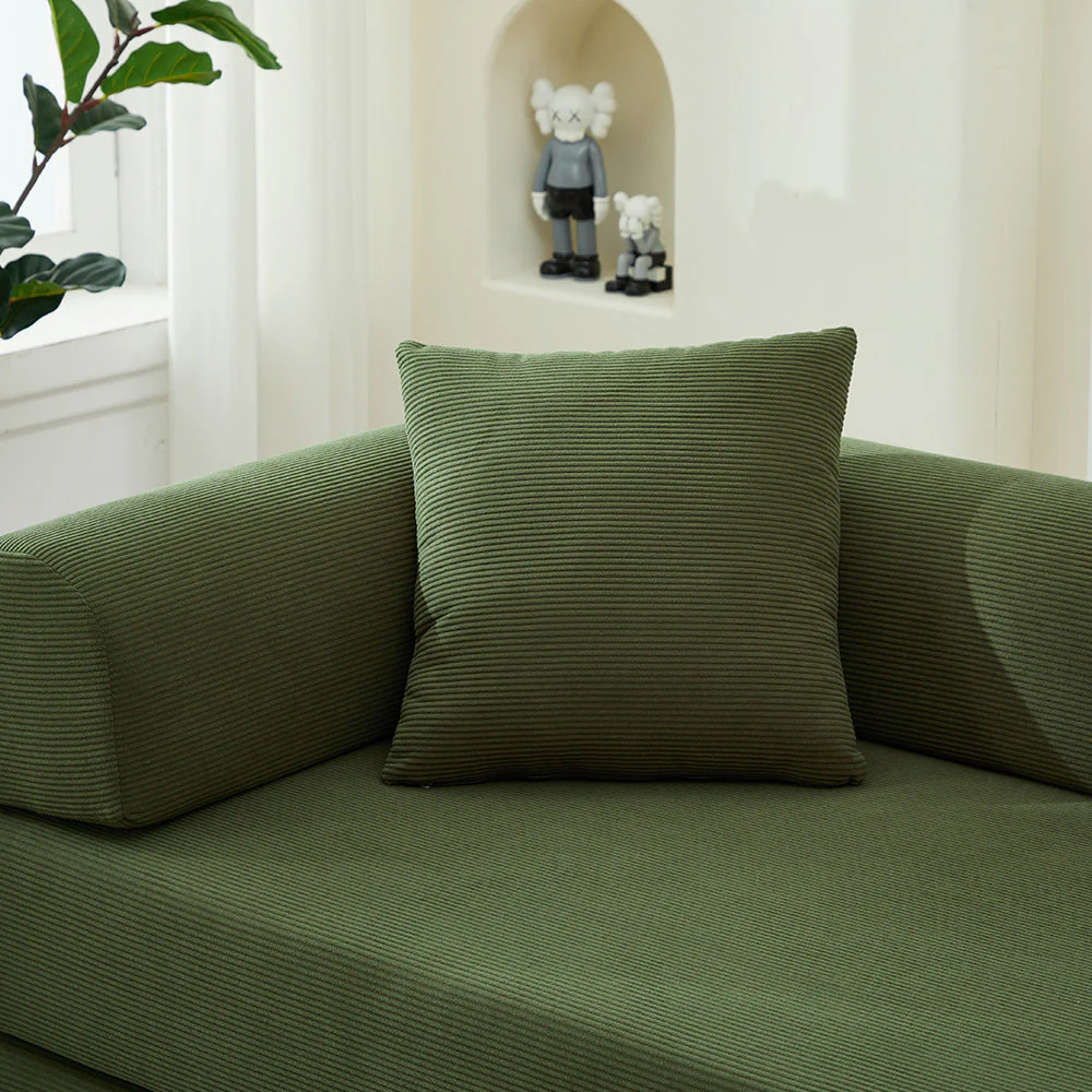 Folding Sofa Bed with Corduroy Upholstery and 2 Pillows - Image 14