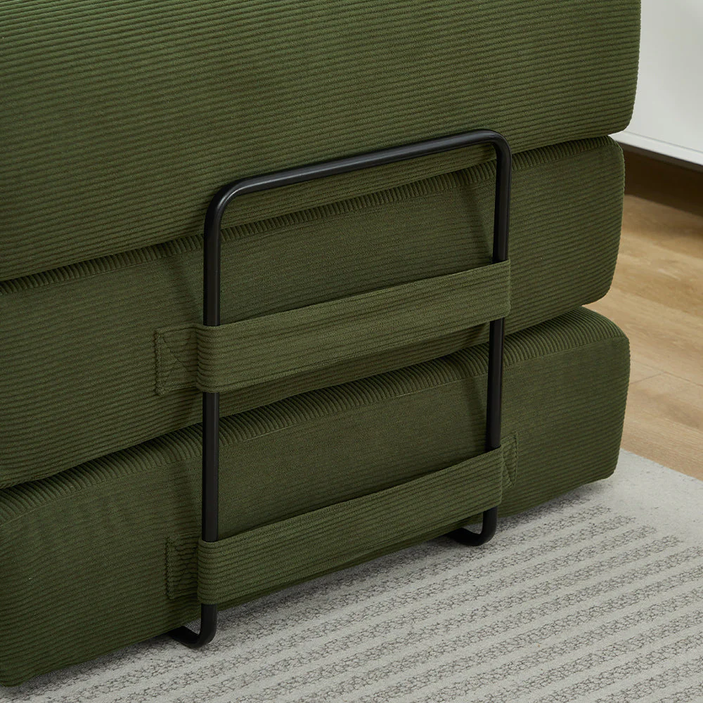 Folding Sofa Bed with Corduroy Upholstery and 2 Pillows - Image 9