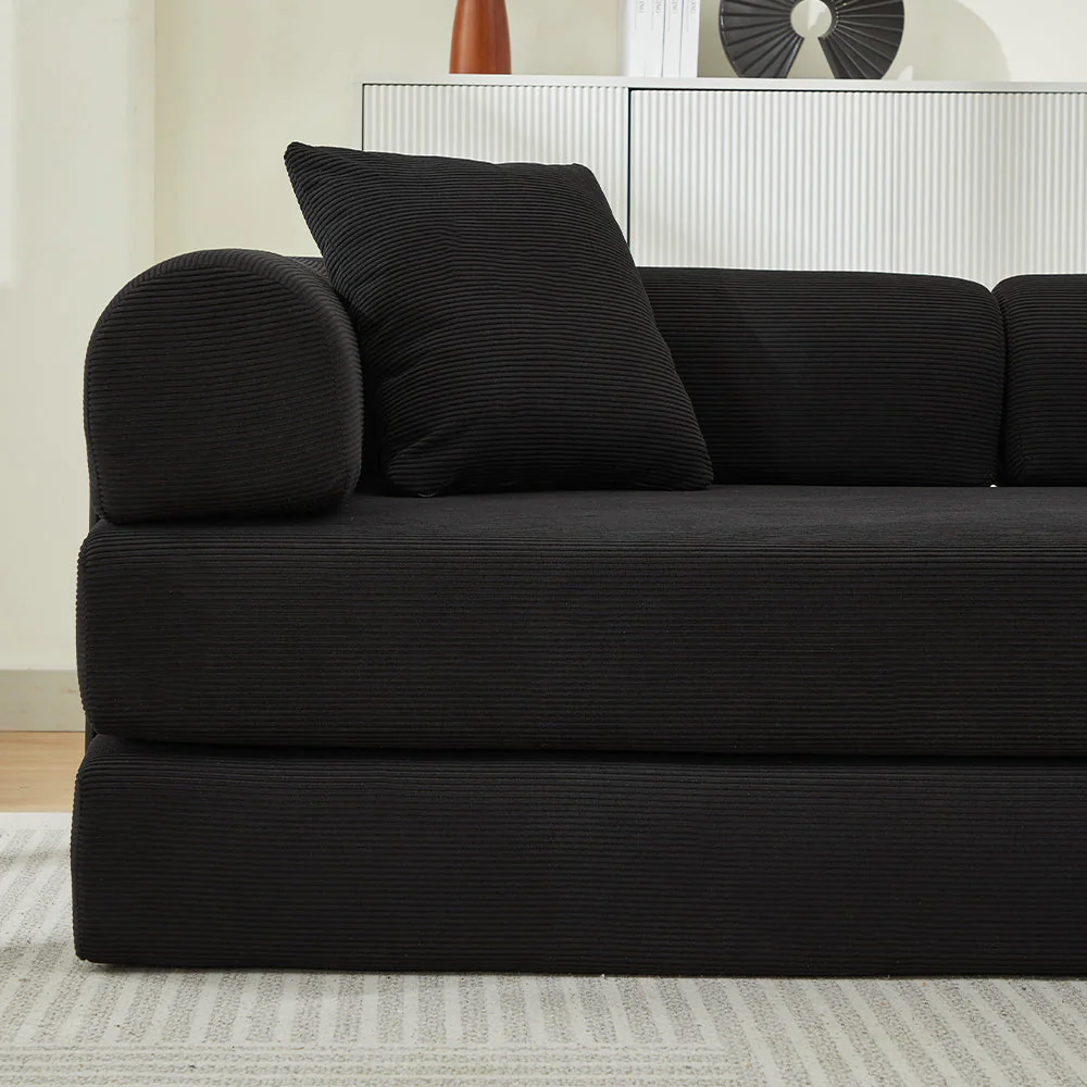 Folding Sofa Bed with Corduroy Upholstery and 2 Pillows - Image 2
