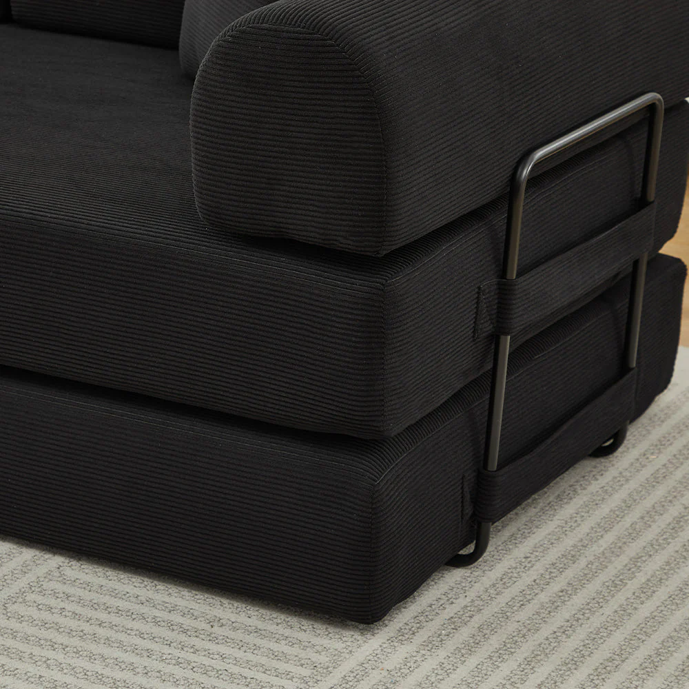 Folding Sofa Bed with Corduroy Upholstery and 2 Pillows - Image 5