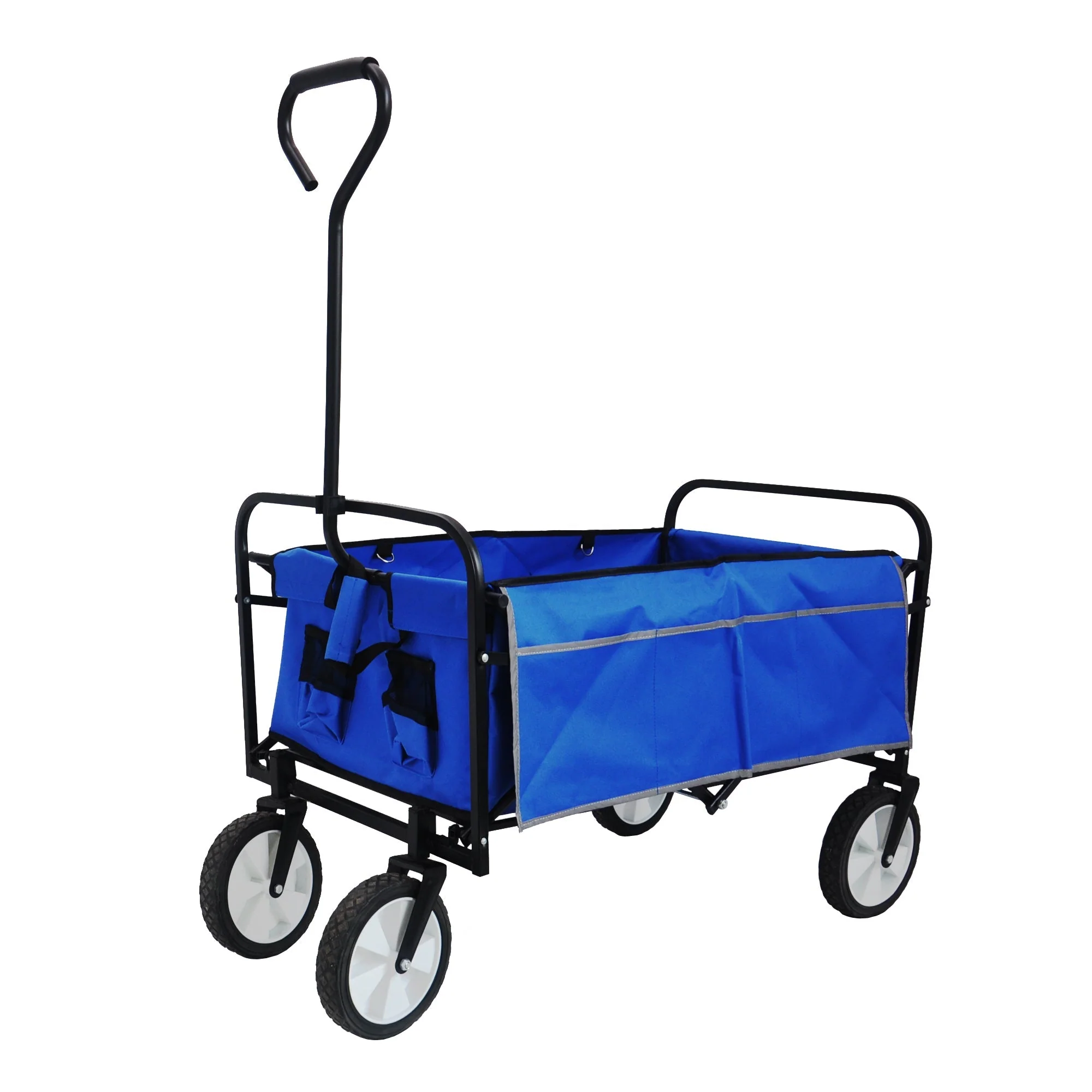 Folding Wagon Garden Shopping Beach Cart (Blue) - Image 10