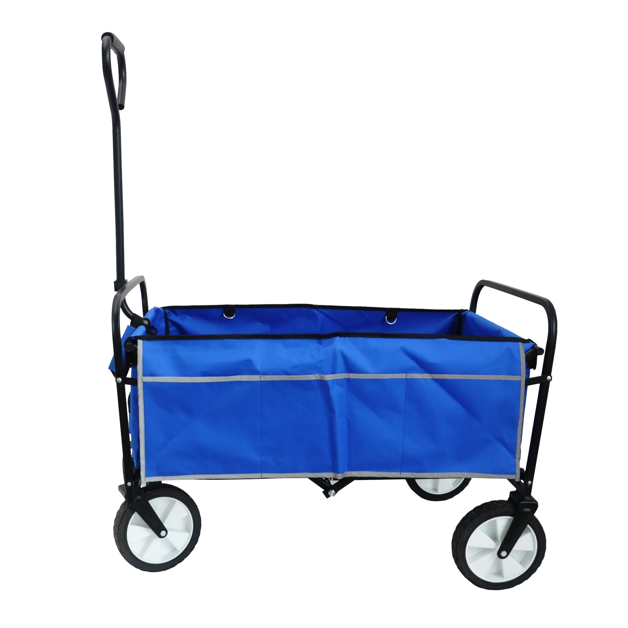 Folding Wagon Garden Shopping Beach Cart (Blue) - Image 14