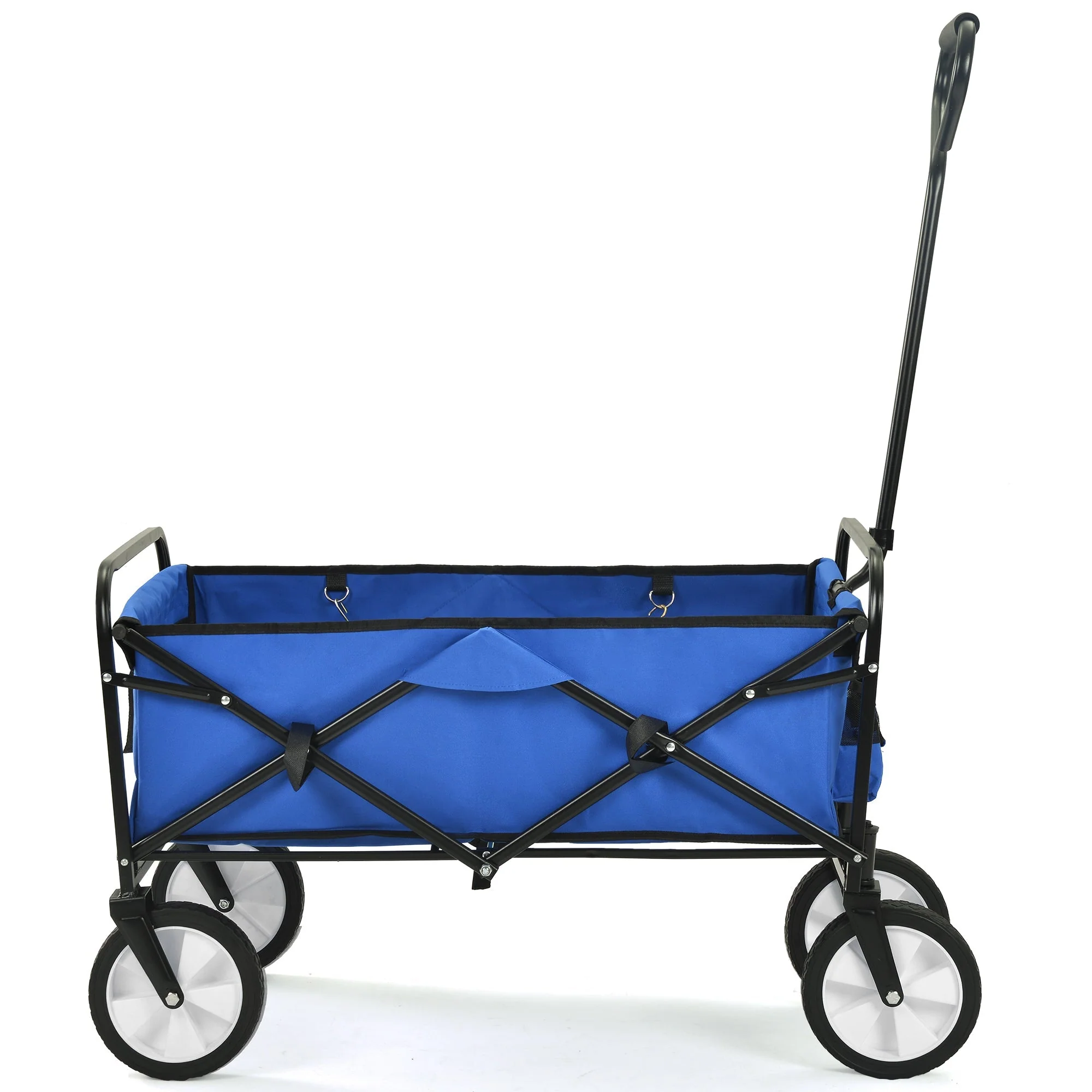 Folding Wagon Garden Shopping Beach Cart (Blue) - Image 15