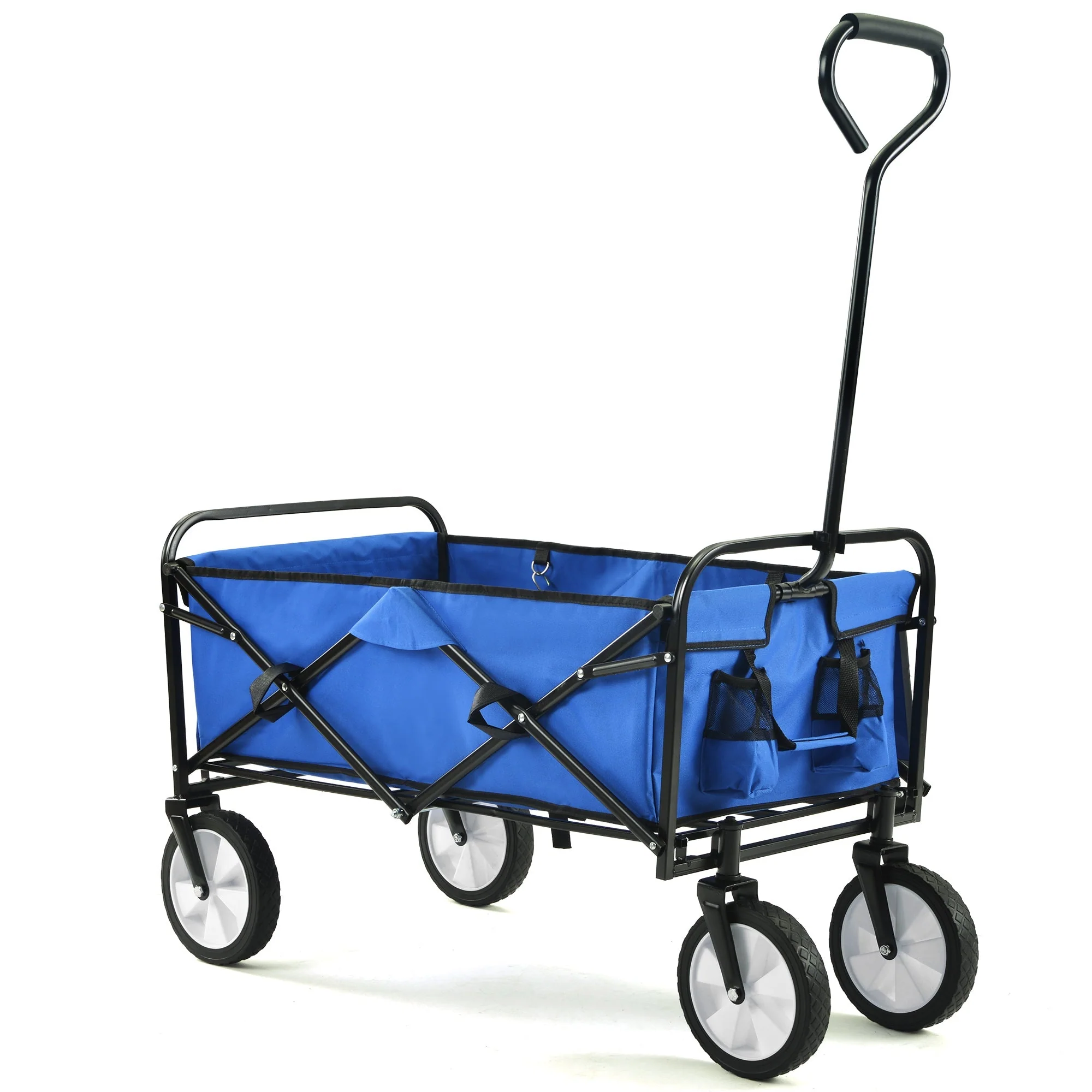 Folding Wagon Garden Shopping Beach Cart (Blue) - Image 16