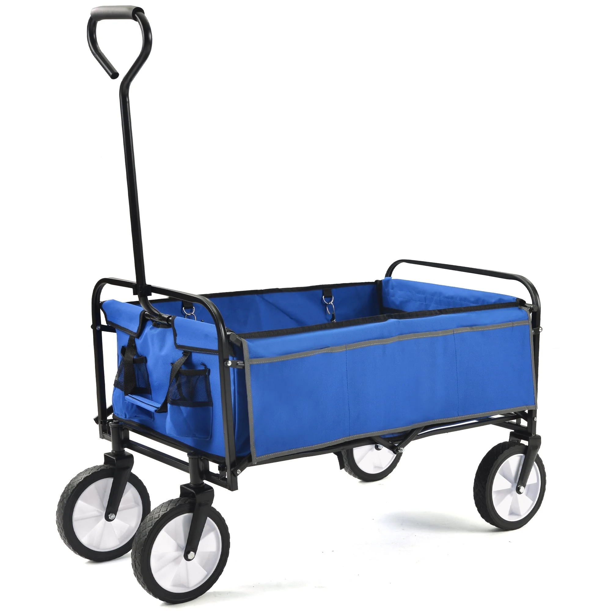 Folding Wagon Garden Shopping Beach Cart (Blue) - Image 17