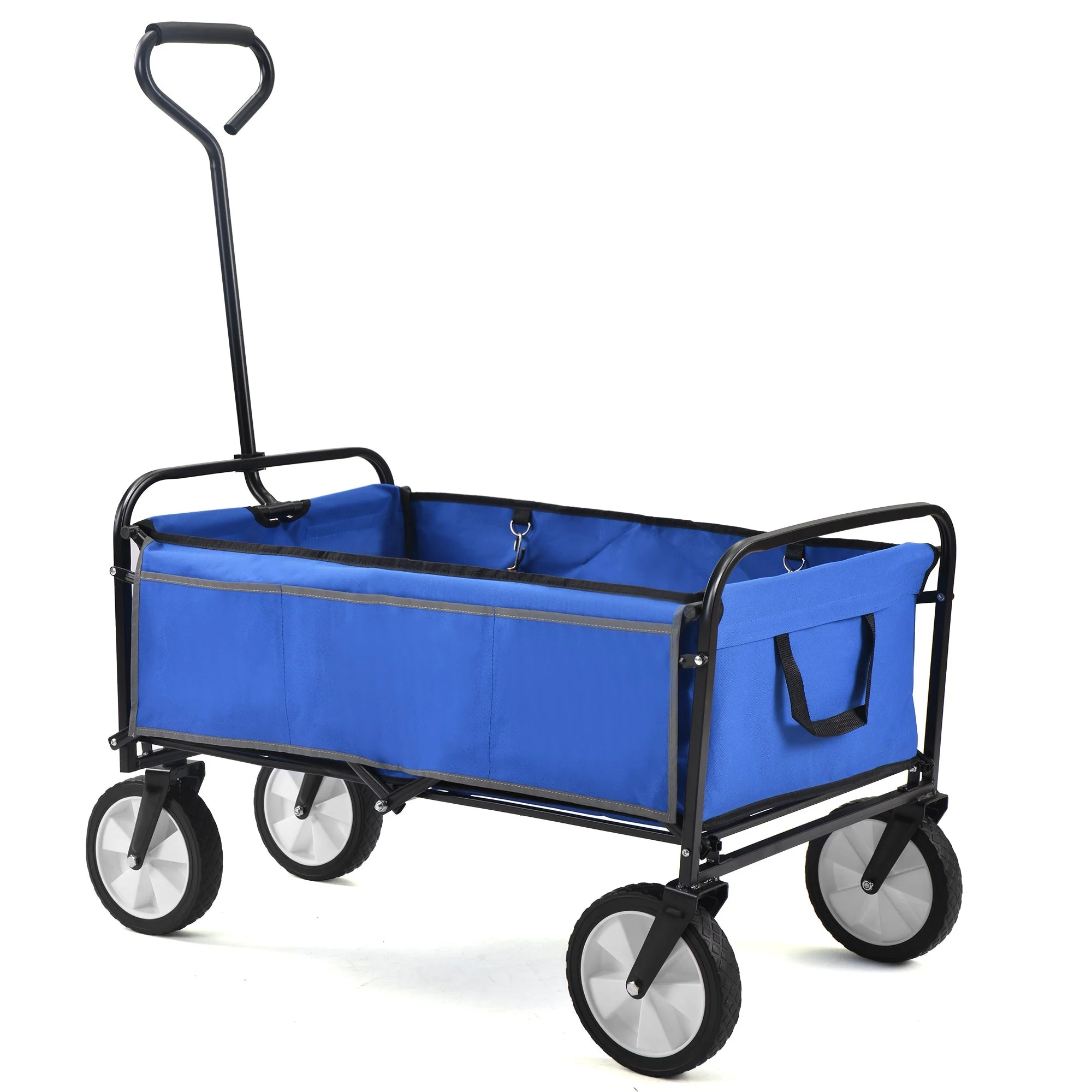 Folding Wagon Garden Shopping Beach Cart (Blue) - Image 18