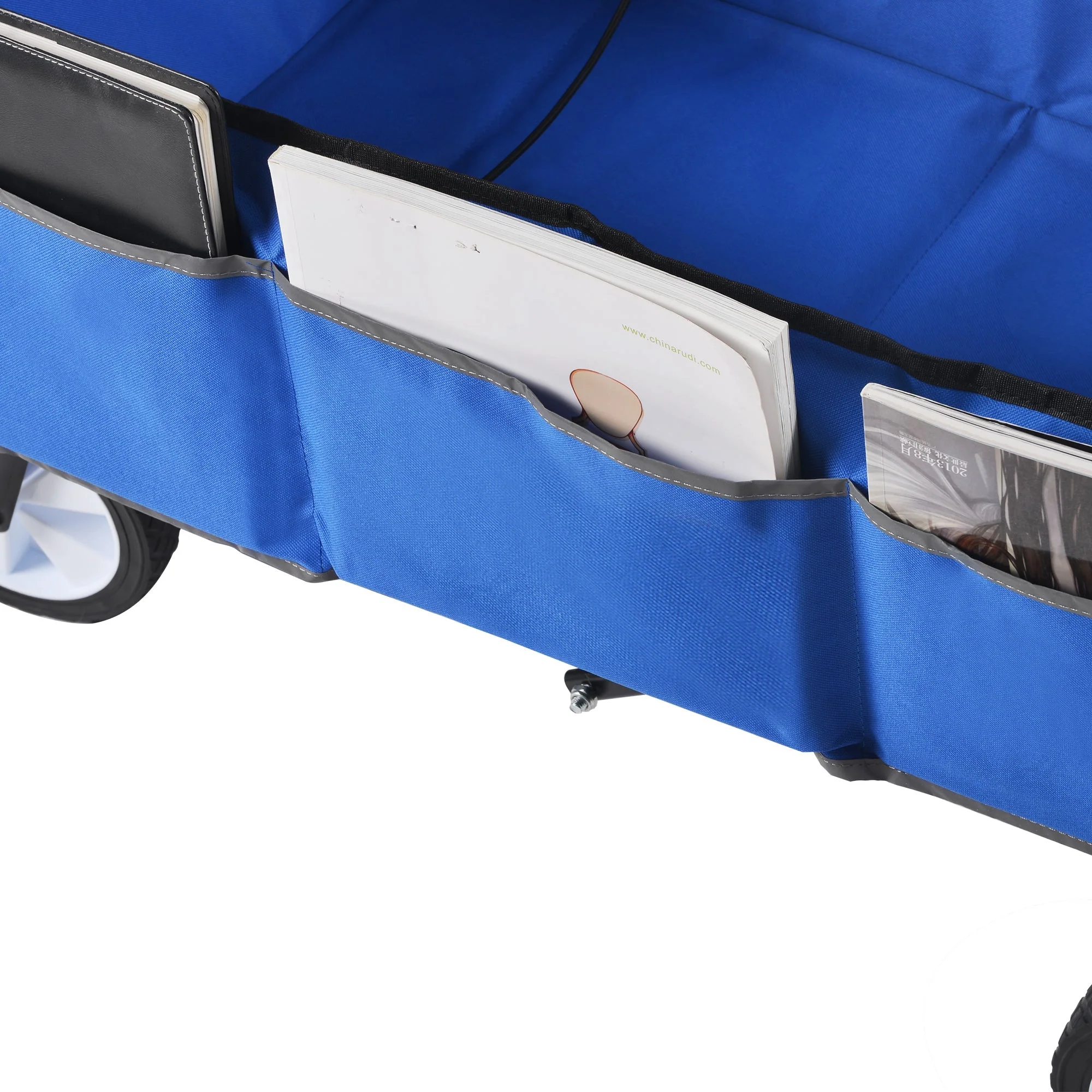 Folding Wagon Garden Shopping Beach Cart (Blue) - Image 19