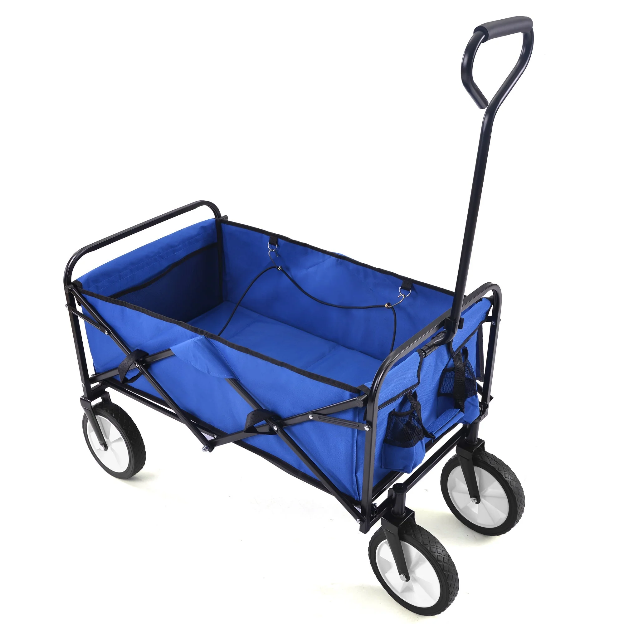 Folding Wagon Garden Shopping Beach Cart (Blue) - Image 27