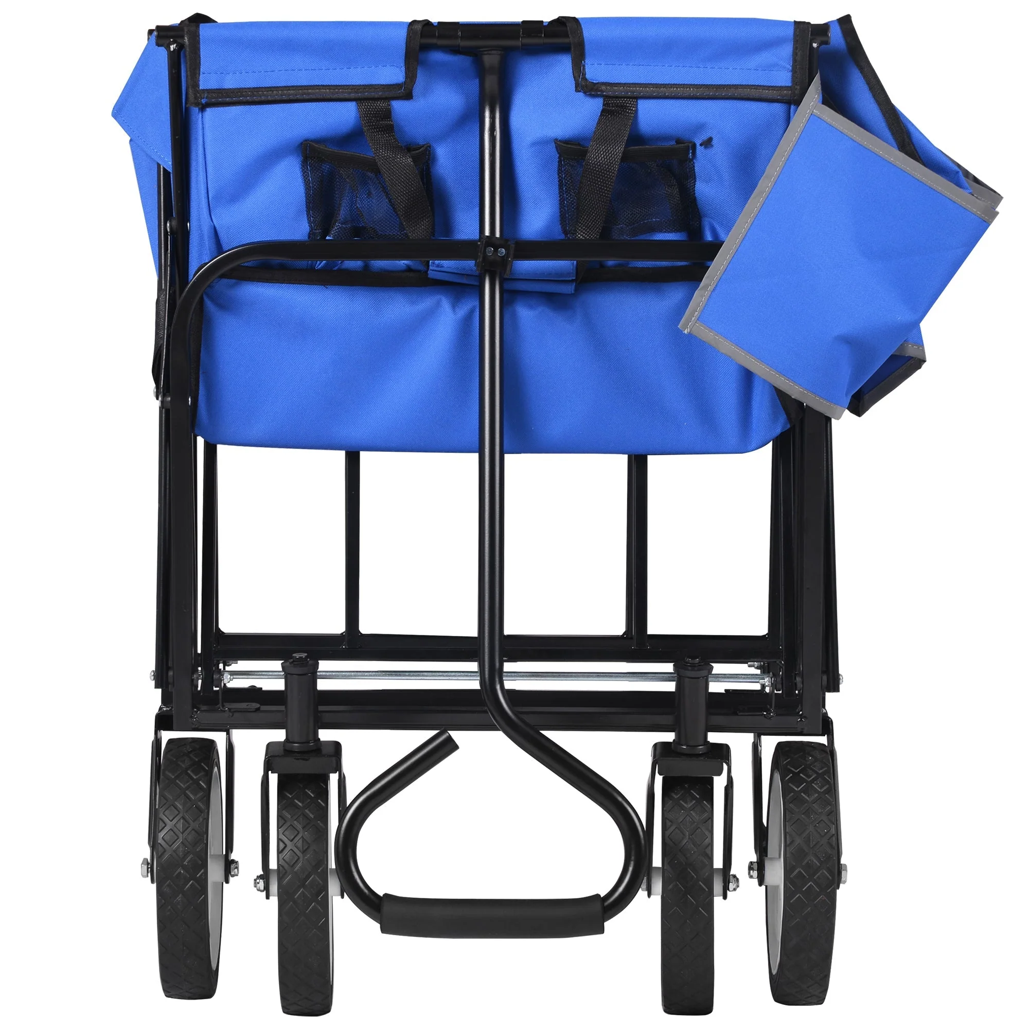 Folding Wagon Garden Shopping Beach Cart (Blue) - Image 30