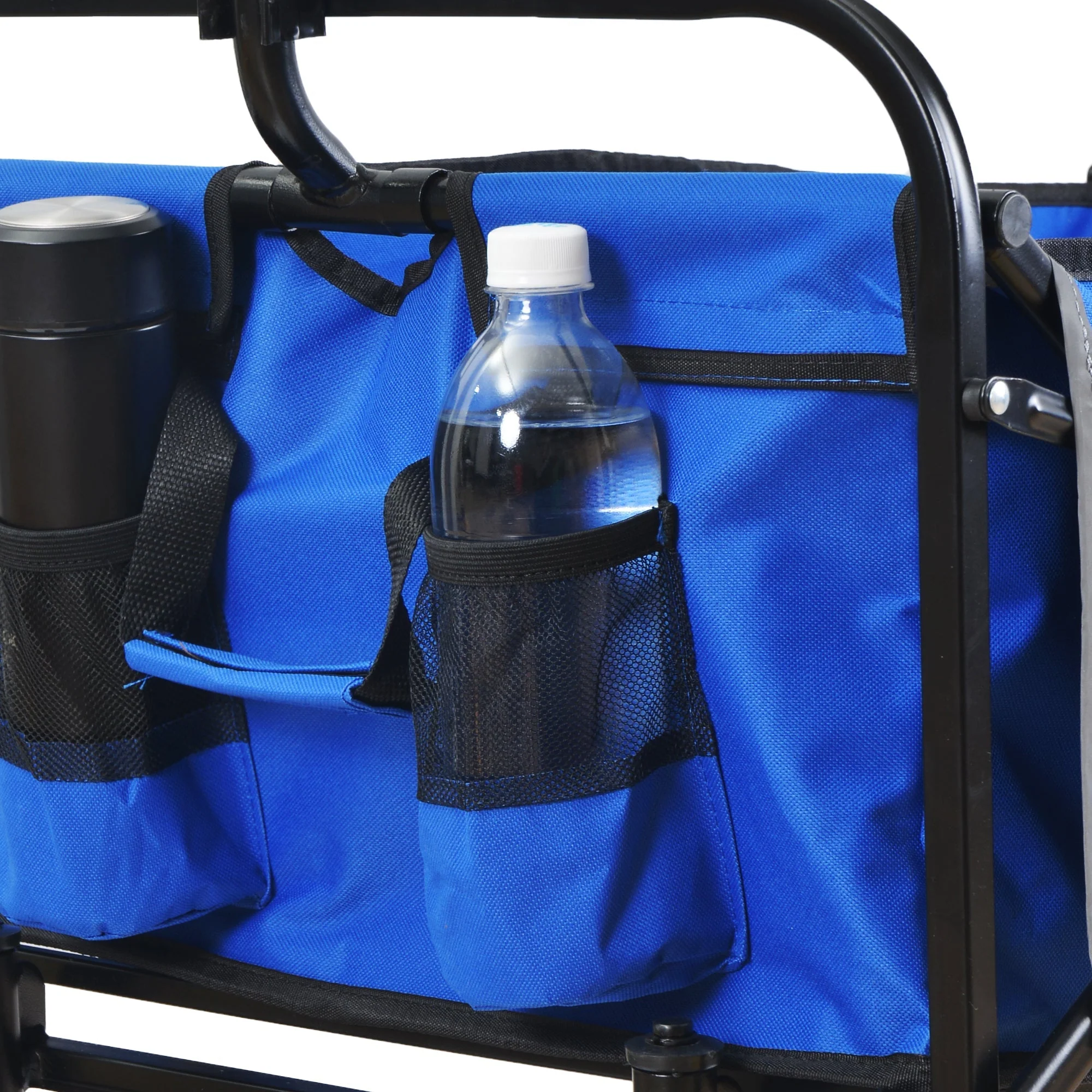 Folding Wagon Garden Shopping Beach Cart (Blue) - Image 33