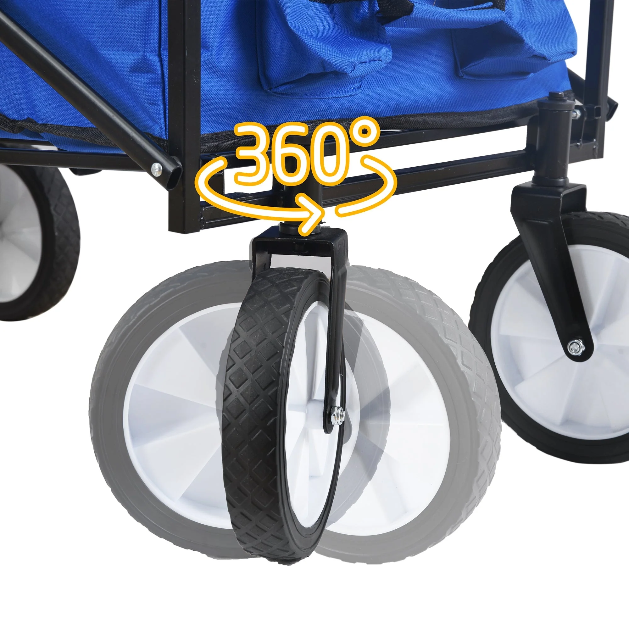 Folding Wagon Garden Shopping Beach Cart (Blue) - Image 36