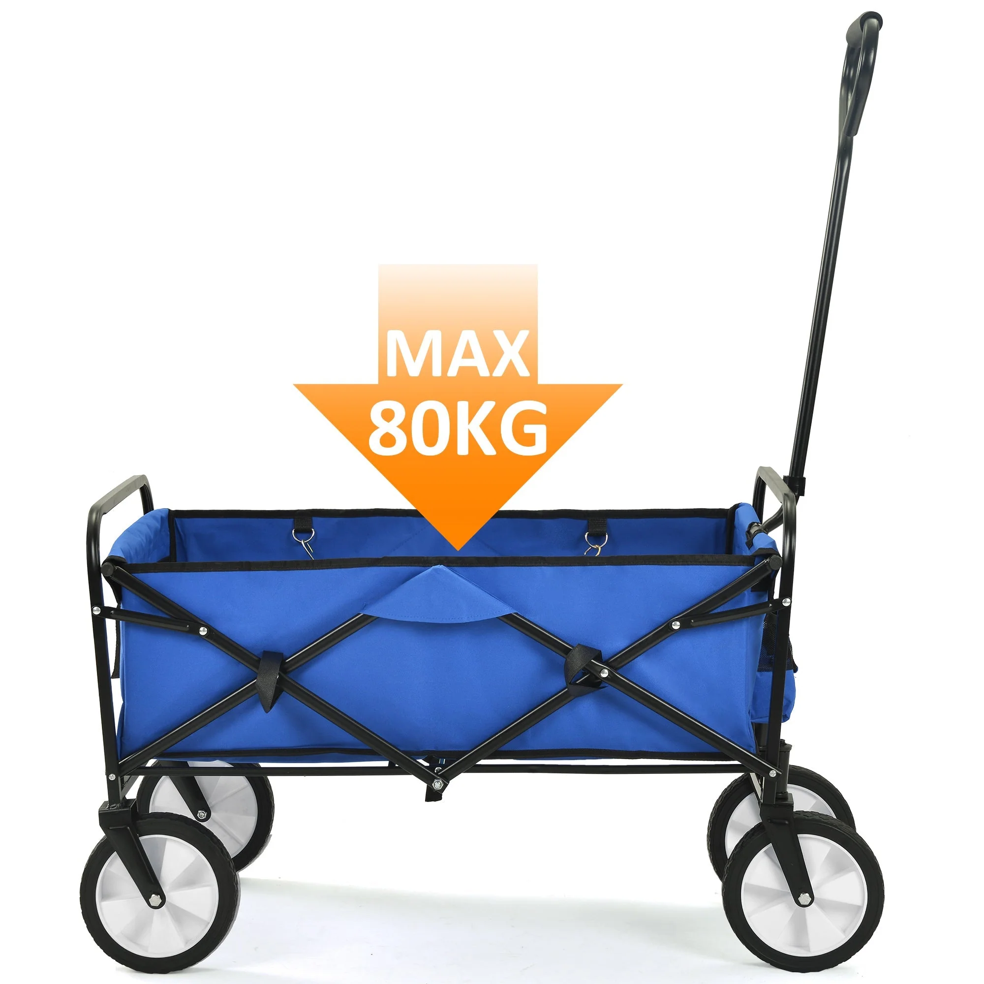 Folding Wagon Garden Shopping Beach Cart (Blue) - Image 37