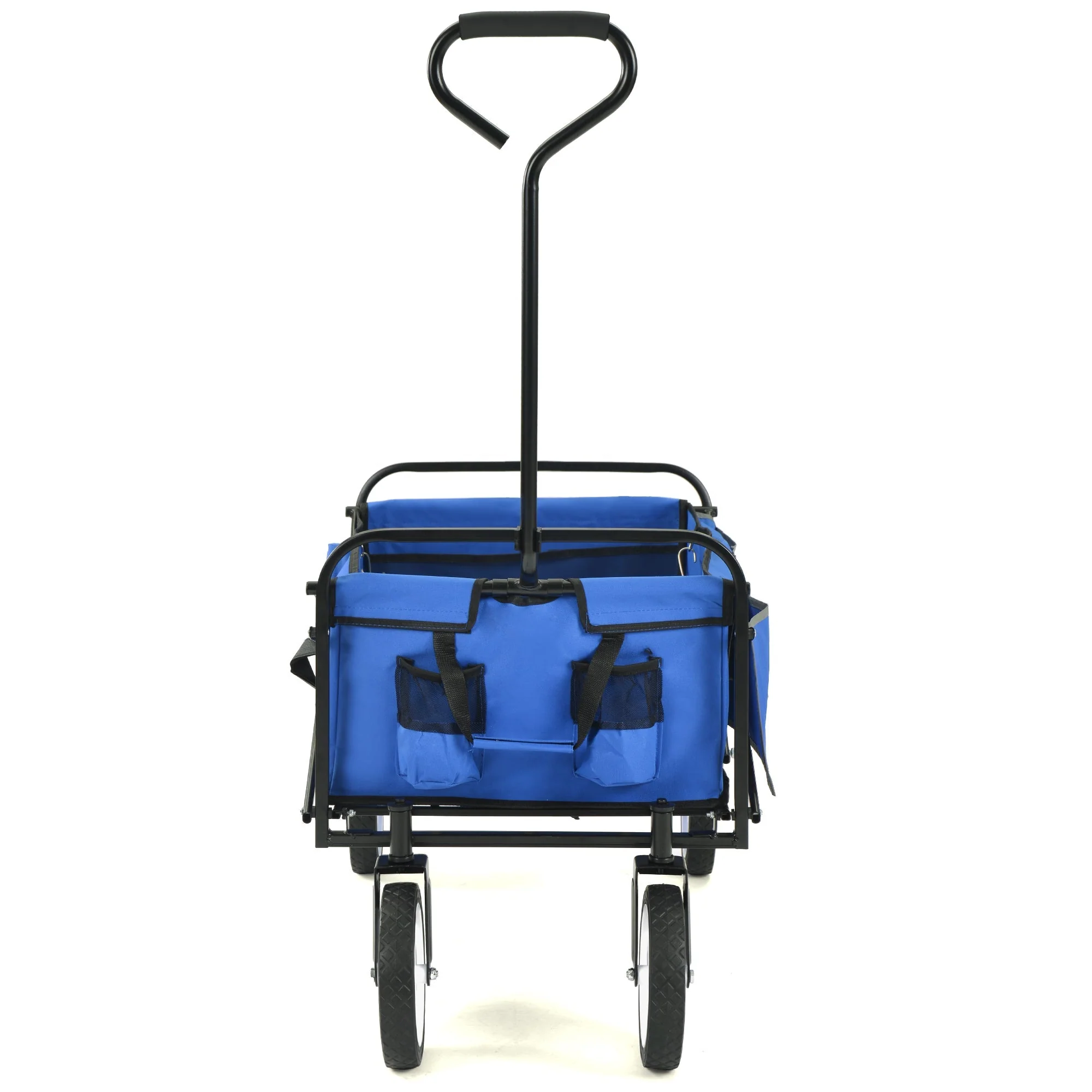 Folding Wagon Garden Shopping Beach Cart (Blue) - Image 39