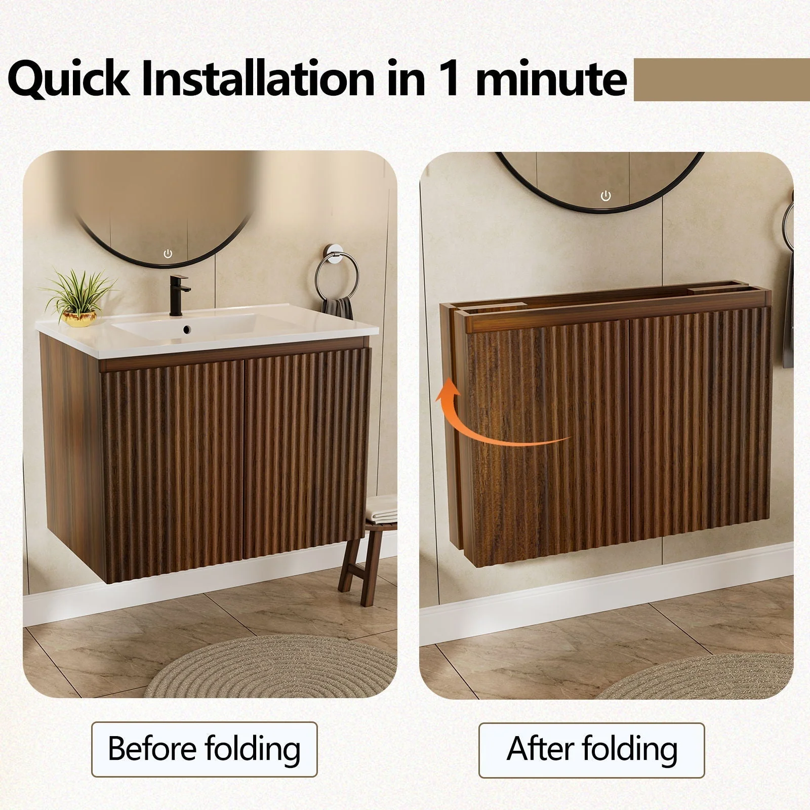 Folding Wall Cabinet With Creamic Sink - Image 2