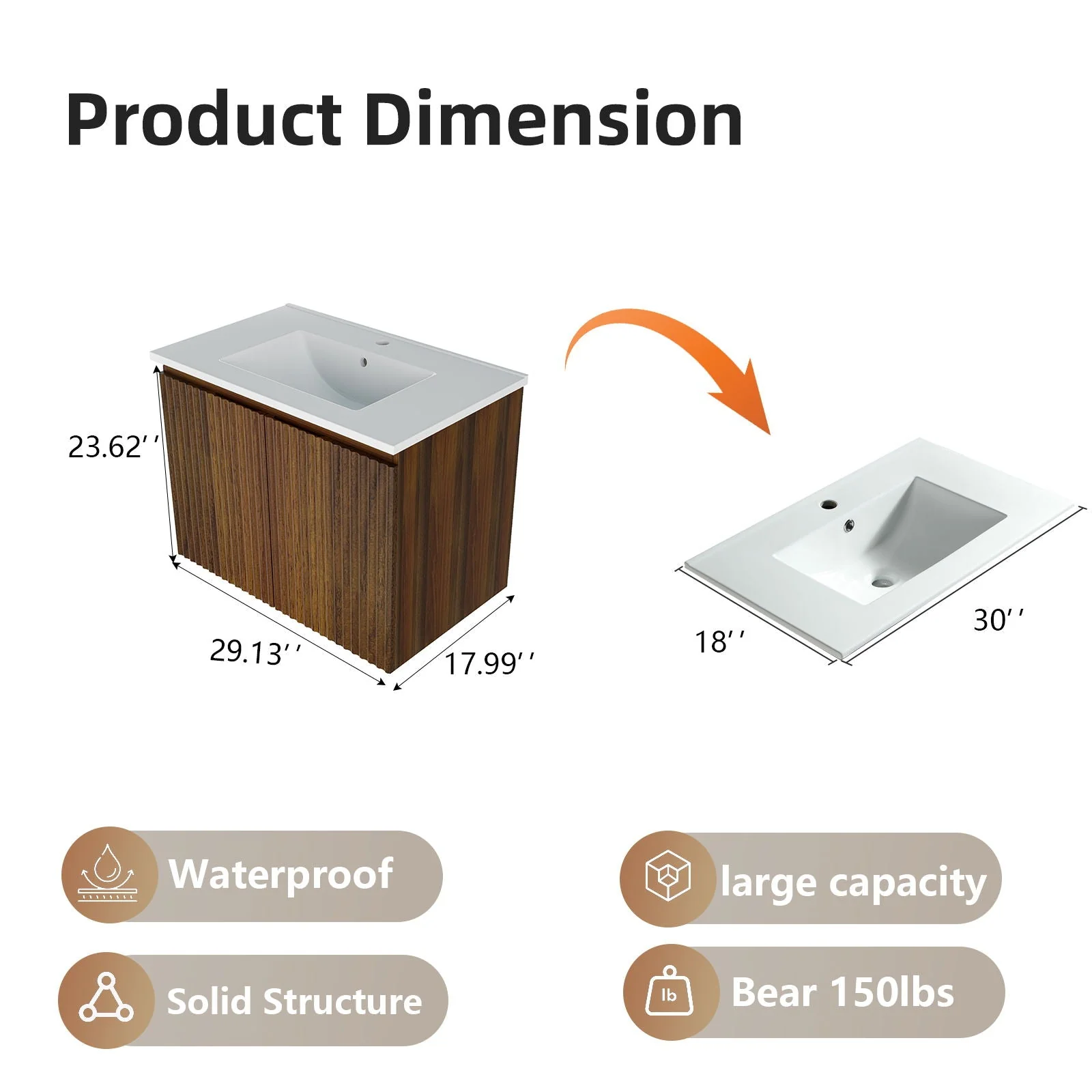 Folding Wall Cabinet With Creamic Sink - Image 3