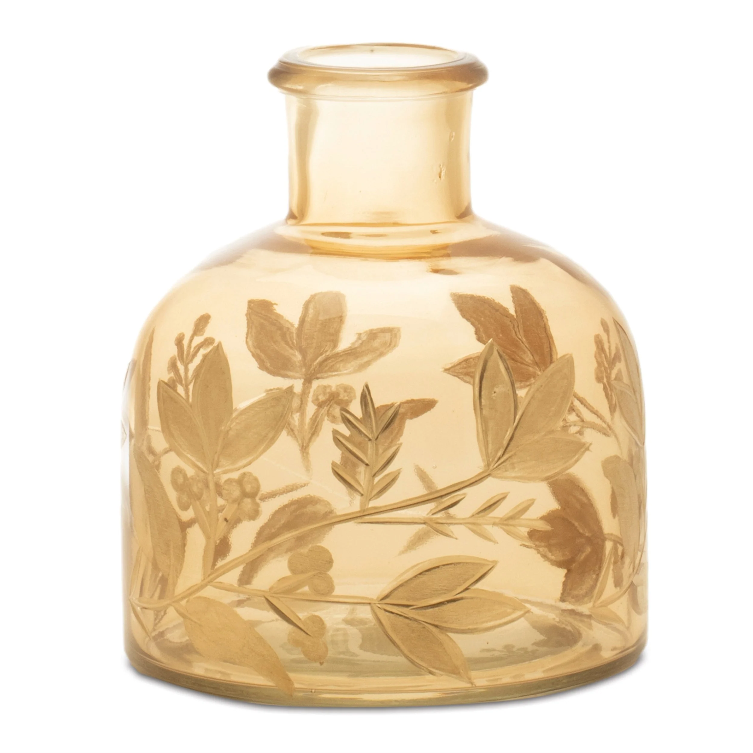 Foliage Etched Glass Bottle Vase (Set of 2) - Image 2