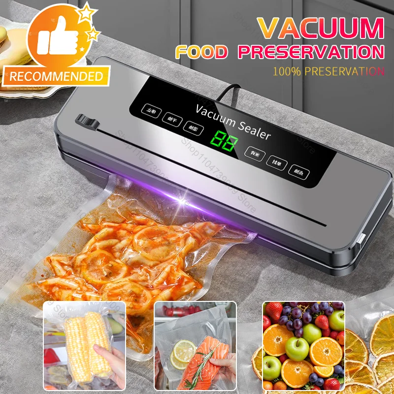 Food Vacuum Sealer Machine Wet Dry Modes with UV and Built-in Cutter for Storage - Image 2