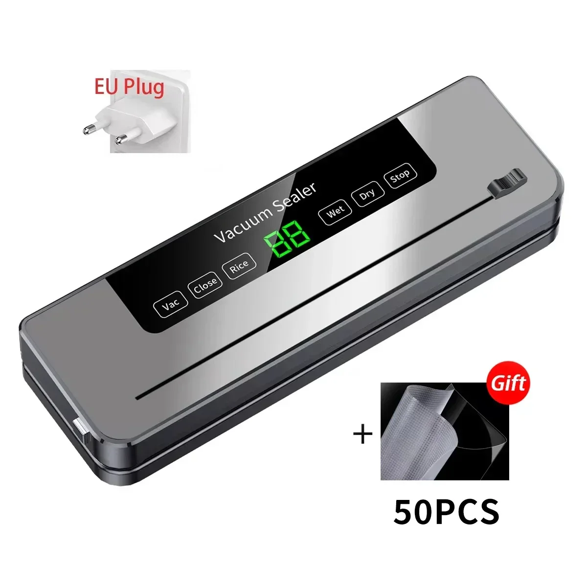 Food Vacuum Sealer Machine Wet Dry Modes with UV and Built-in Cutter for Storage - Image 8