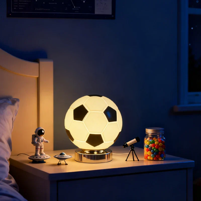 Football Table Lamp LED Desk Light Sports Bedroom Nightstand Home Decor - Image 3