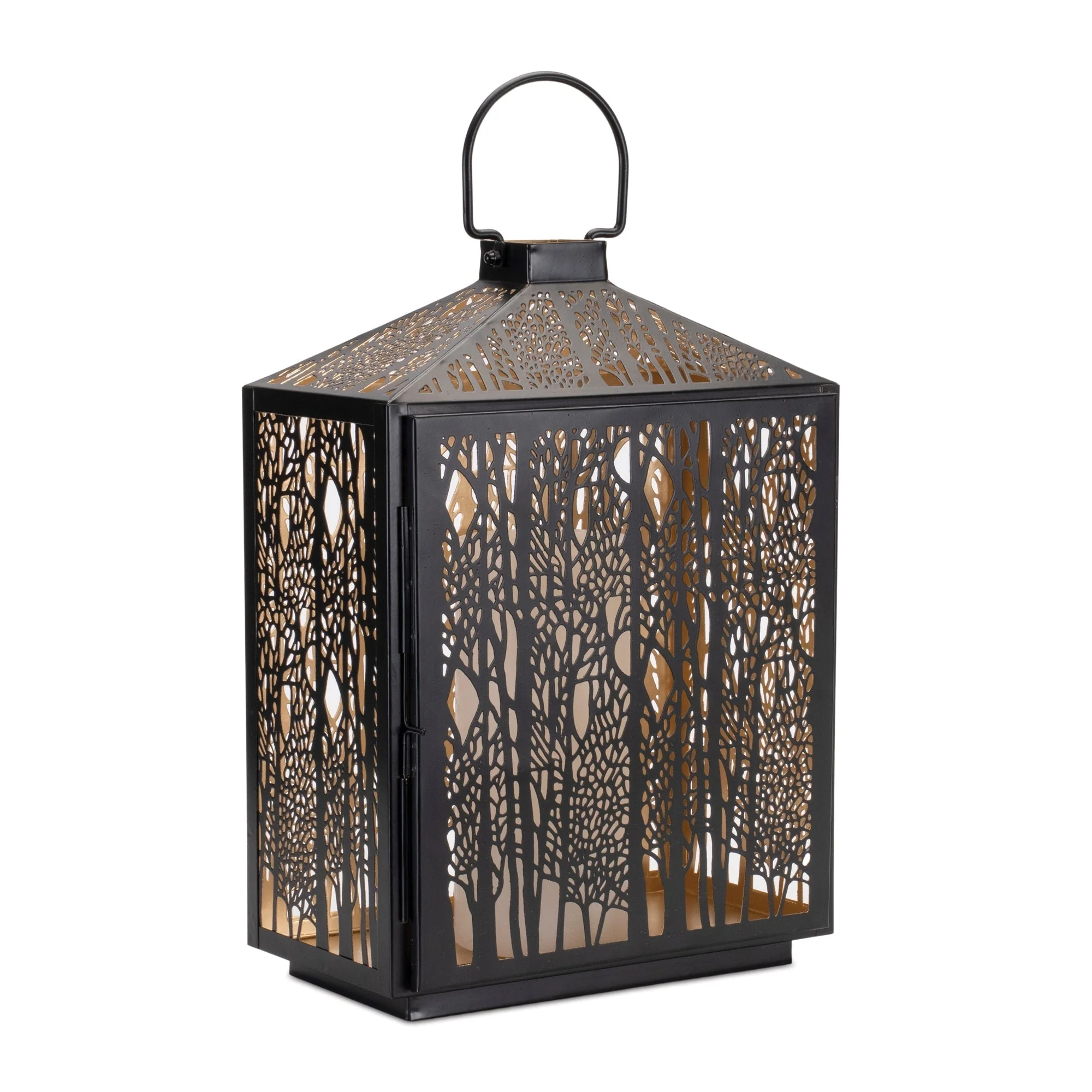 Forest Cut Metal Lantern with Gold Accent 16"H - Image 2