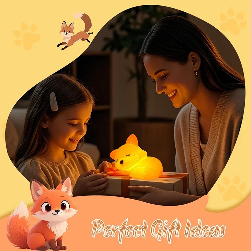 Fox Night Light Squishy LED Nursery Lamp Dimmable USB Rechargeable Baby Nightlight - Image 6