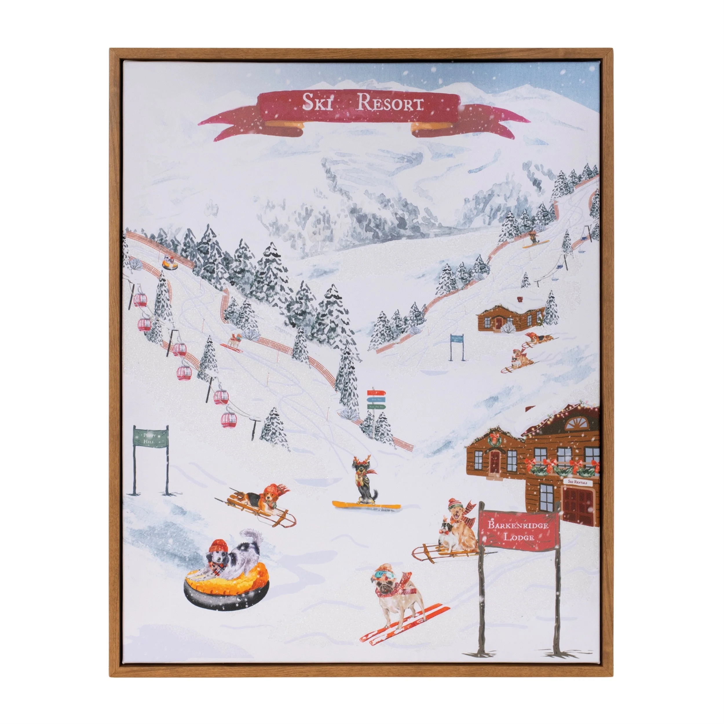 Framed Dog Ski Resort Print 20"H - Image 2