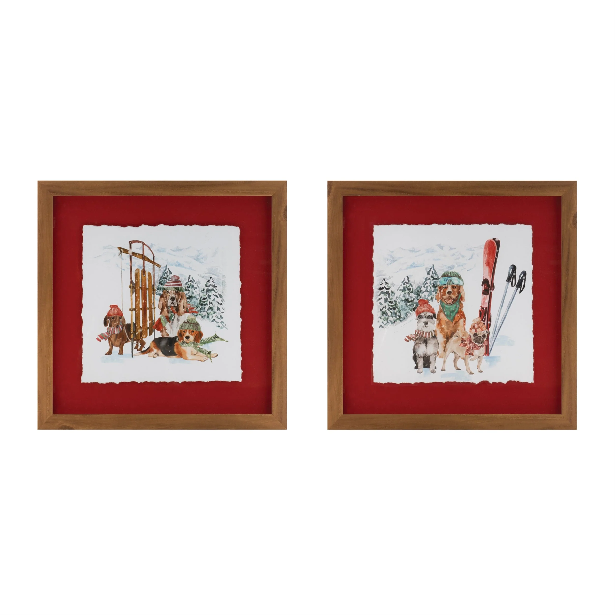 Framed Dog Sled and Ski Print Under Glass (Set of 2) - Image 2