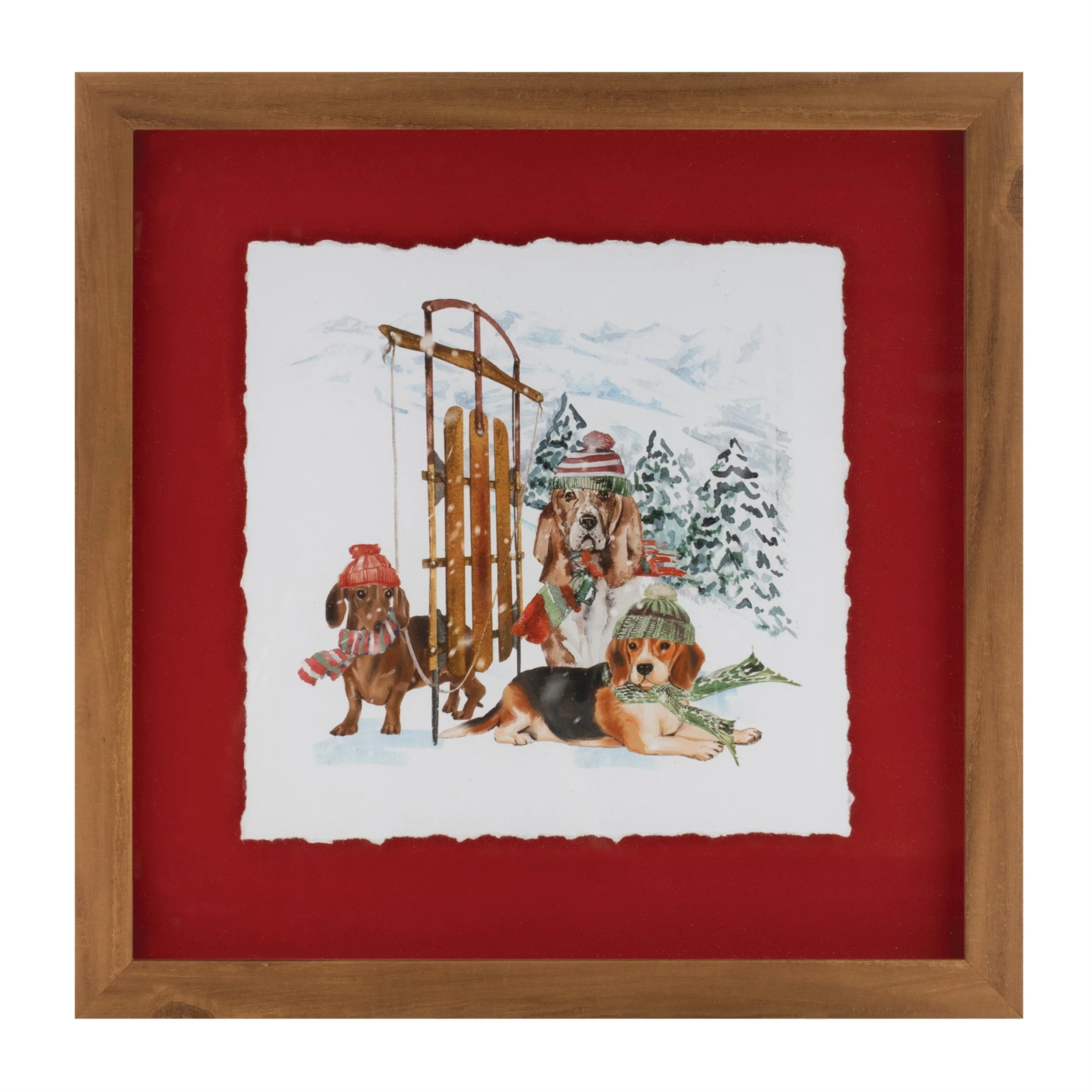 Framed Dog Sled and Ski Print Under Glass (Set of 2) - Image 3
