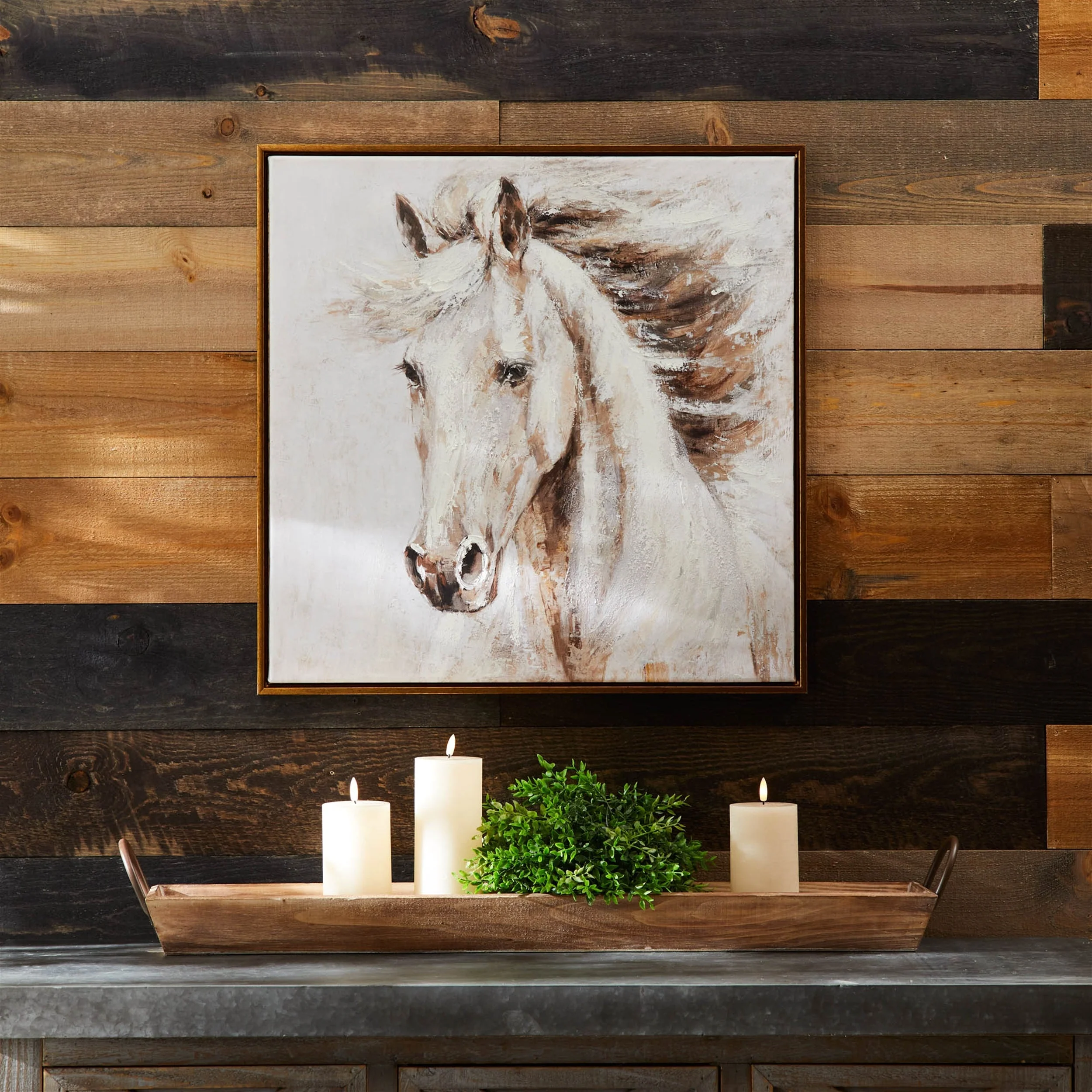 Framed Horse Canvas Art 24" Square - Image 3