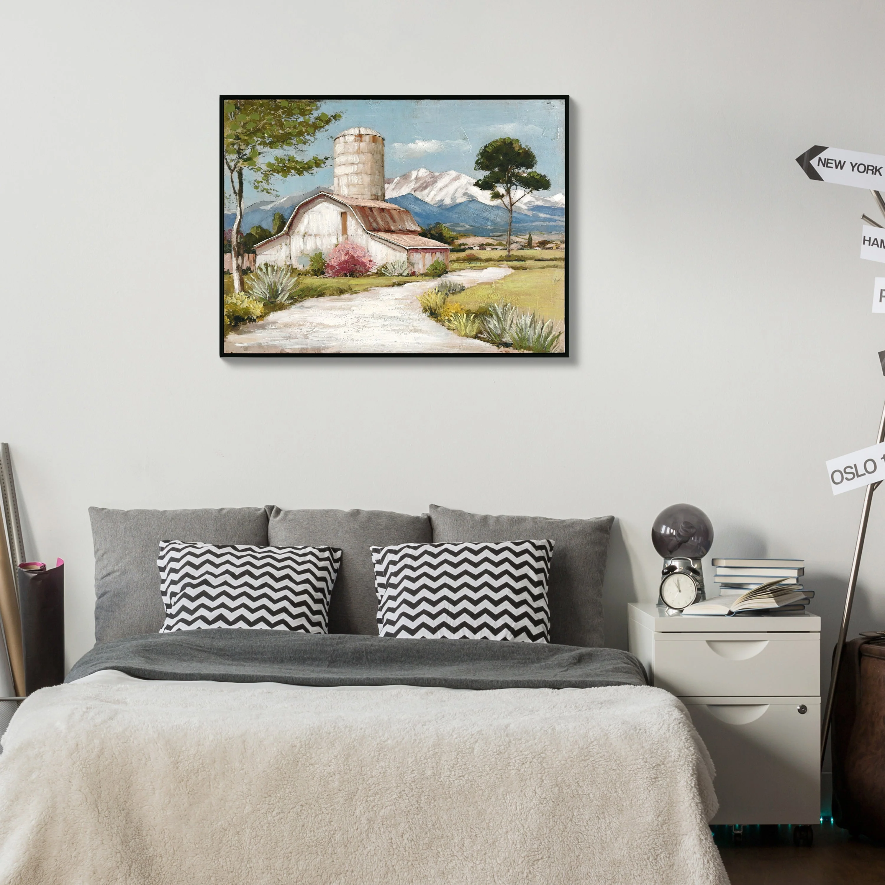 Framed Rustic Farmhouse Canvas Wall Art Beautiful Field Painting Wildflower Barn Print Nature Scenery Picture French Countryside Poster for Bathroom Bedroom Living Room Office Wall Decor 32x24in - Image 8